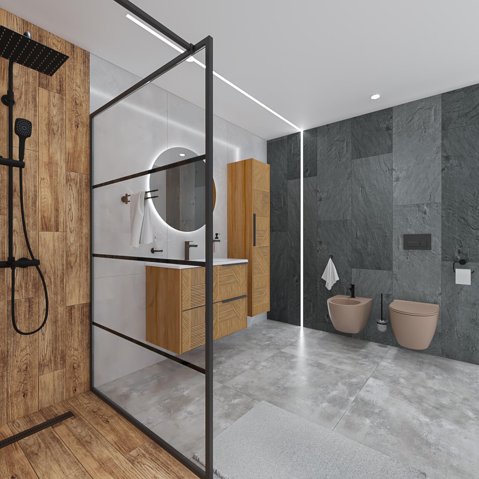 Model amenajare baie stil modern royal bianco & foresta Model amenajare baie stil modern royal bianco & foresta