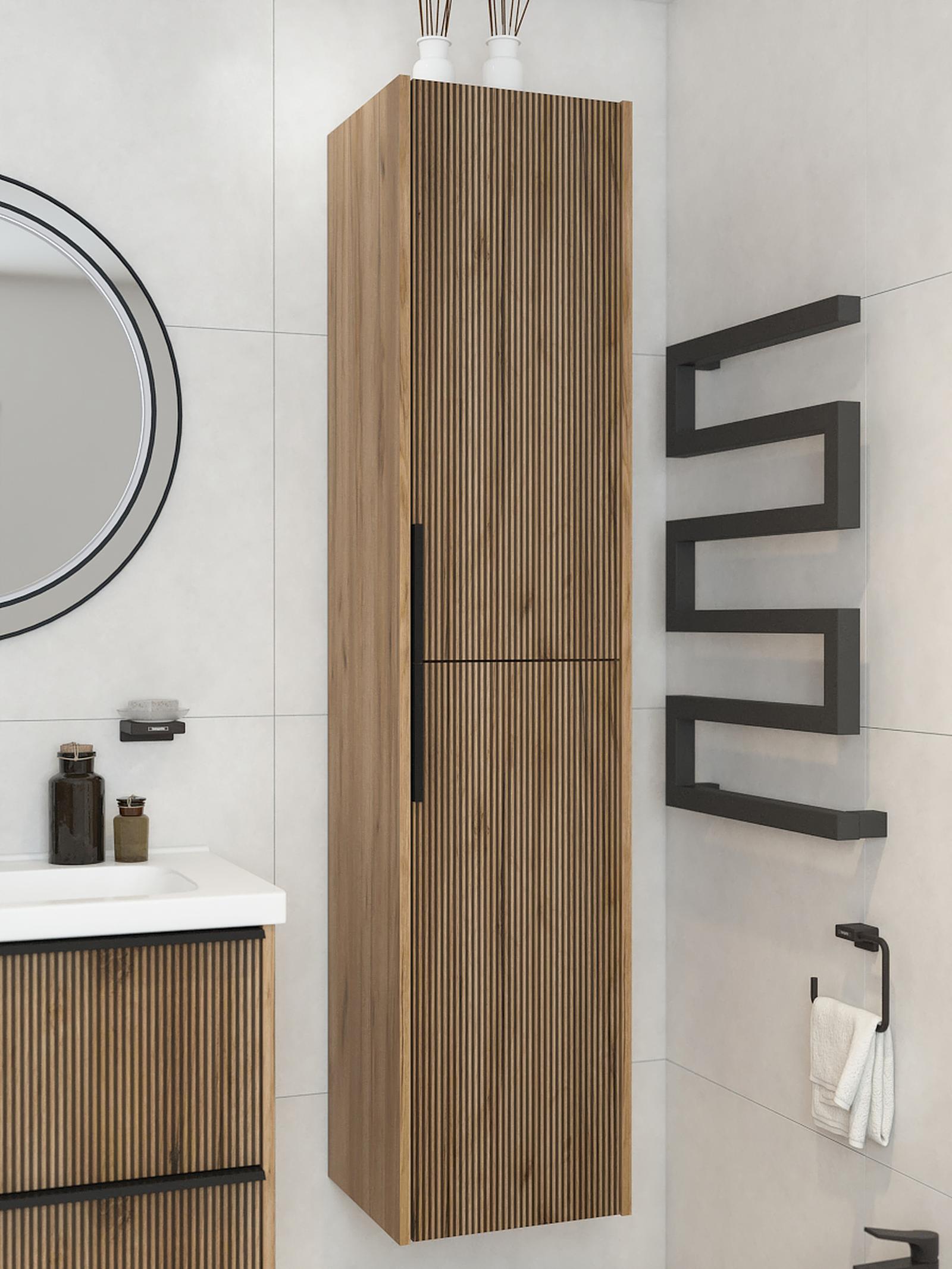 Dulap baie suspendat, pentru baie stil modern toja Dulap baie suspendat, Martplast Amza, 2 usi, stejar, 33.3 x 165 x 35 cm