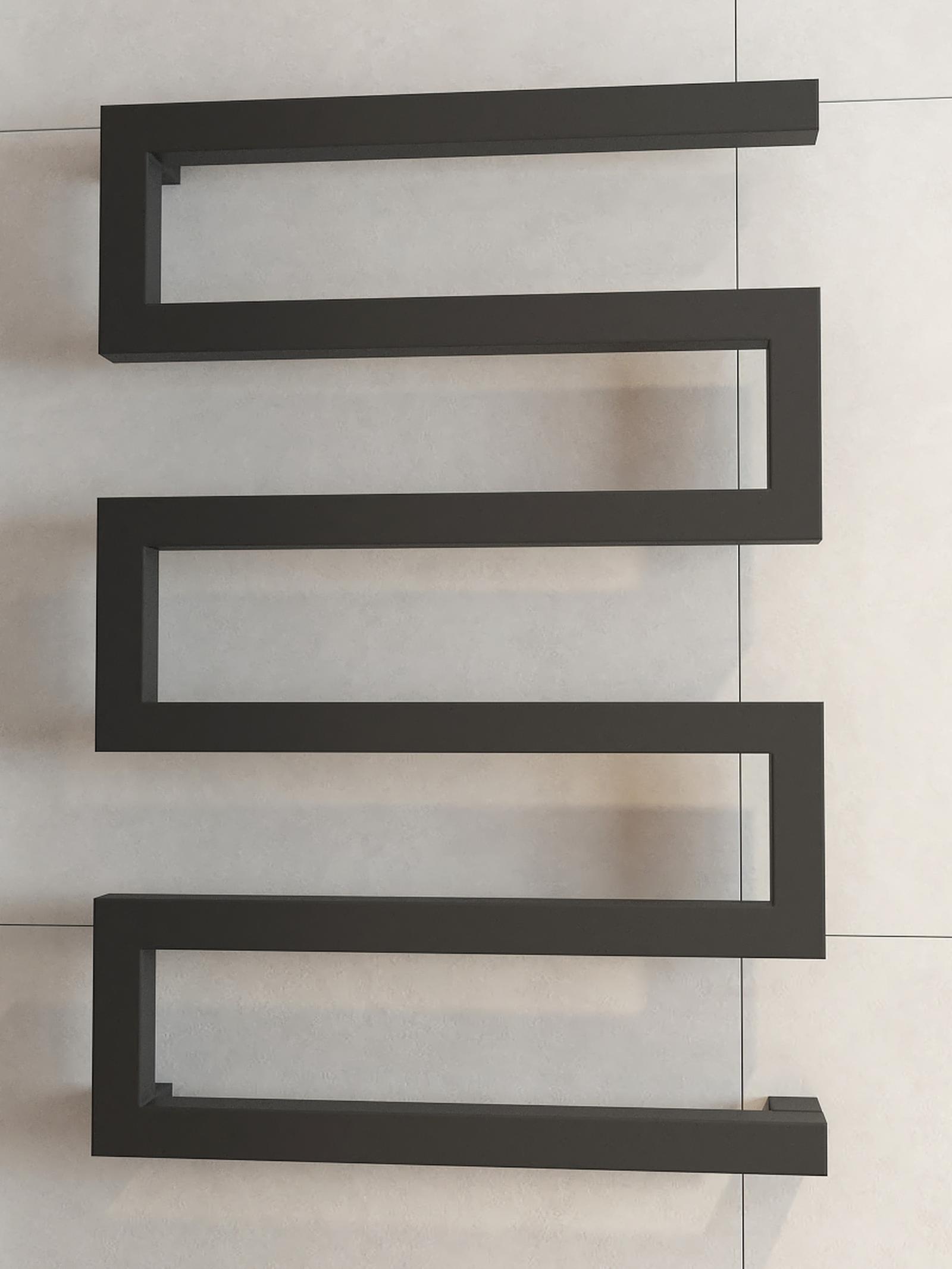 Calorifer vertical pentru baie stil modern toja Calorifer vertical, decorativ, living, Radox Serpentine, drept, negru, 500 x 730 mm, accesorii incluse