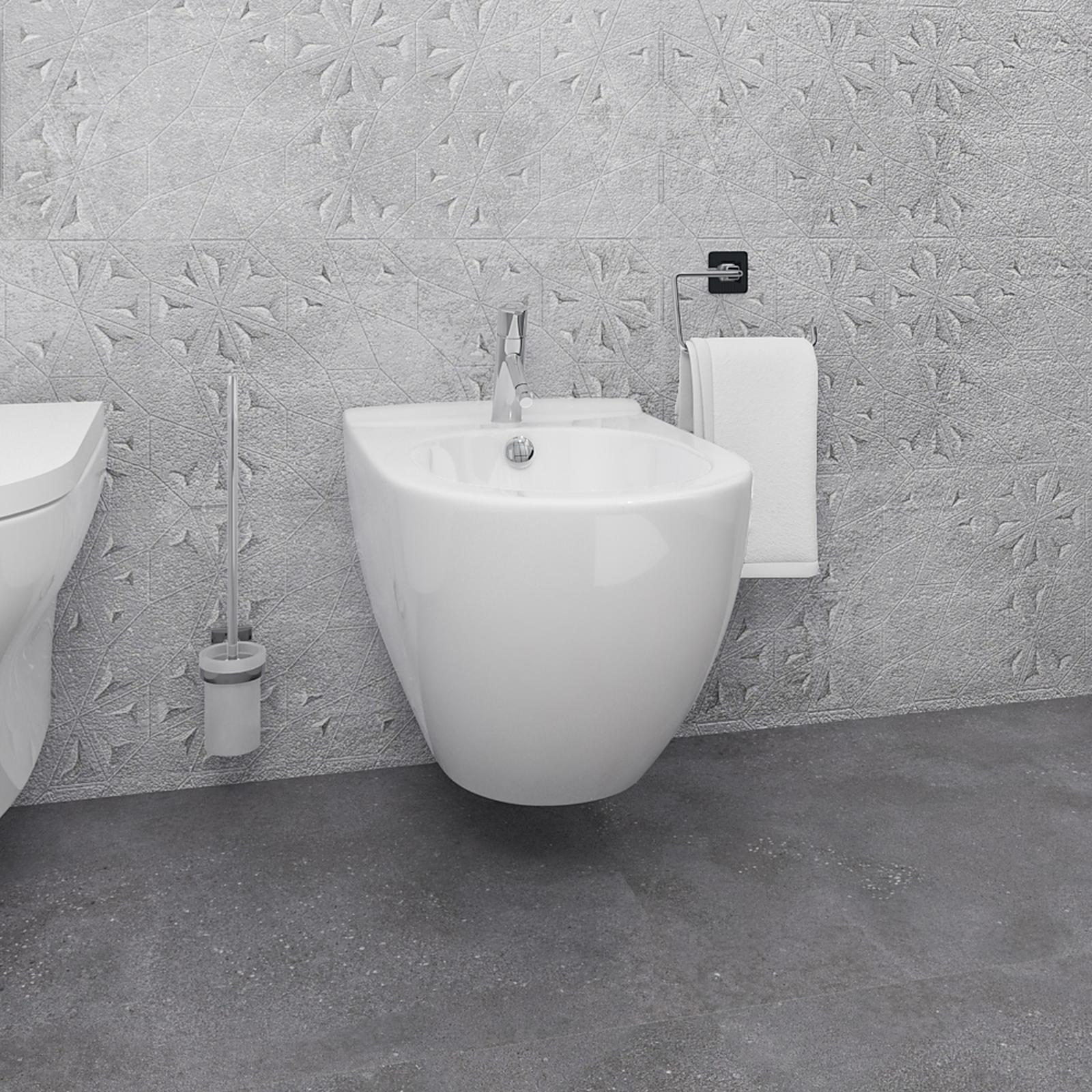 Perie WC Roca Cubica A816829001, suspendat, metal + sticla mata