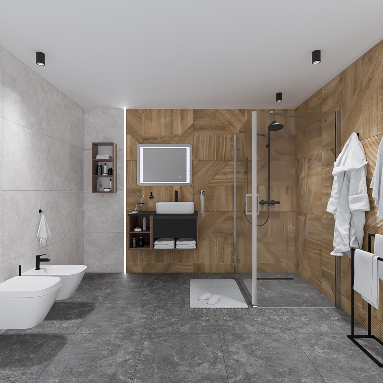 Model amenajare baie stil modern woodfeel