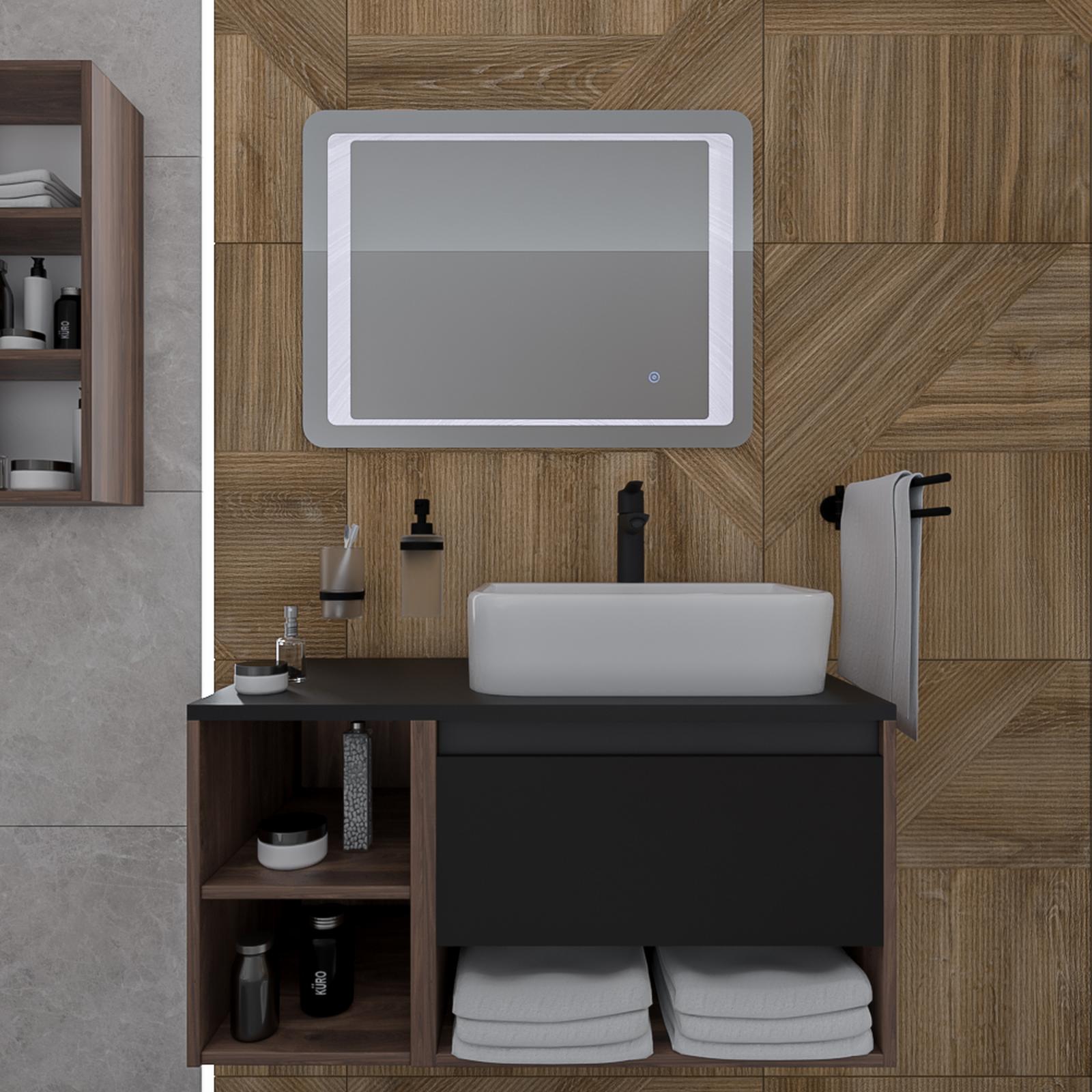 Extensie masca Arthema Space baie, cu polita, stejar, montaj suspendat, 30 x 46 x 44 cm