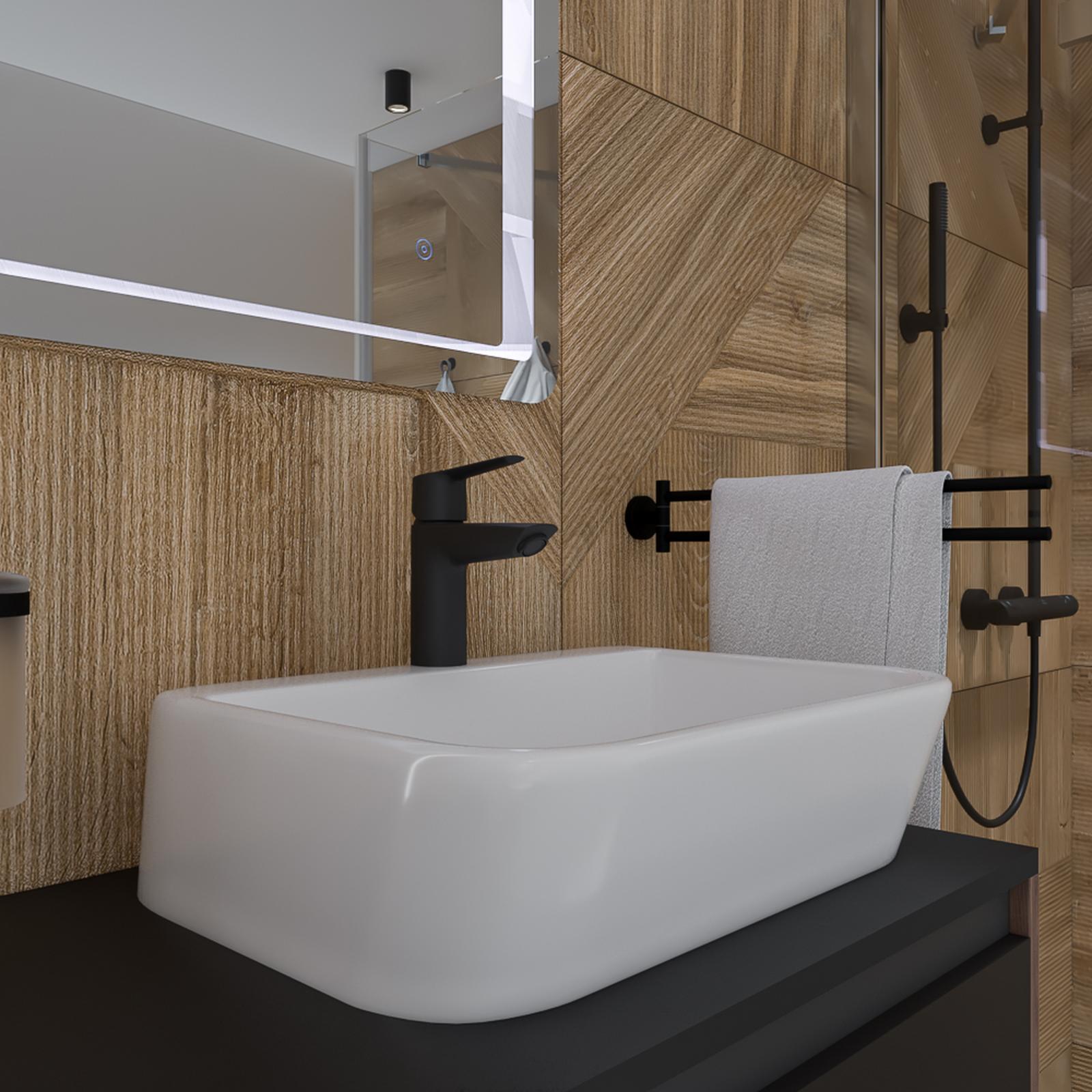 Baterie baie Grohe Start 235502432 montaj stativ, monocomanda, finisaj negru mat