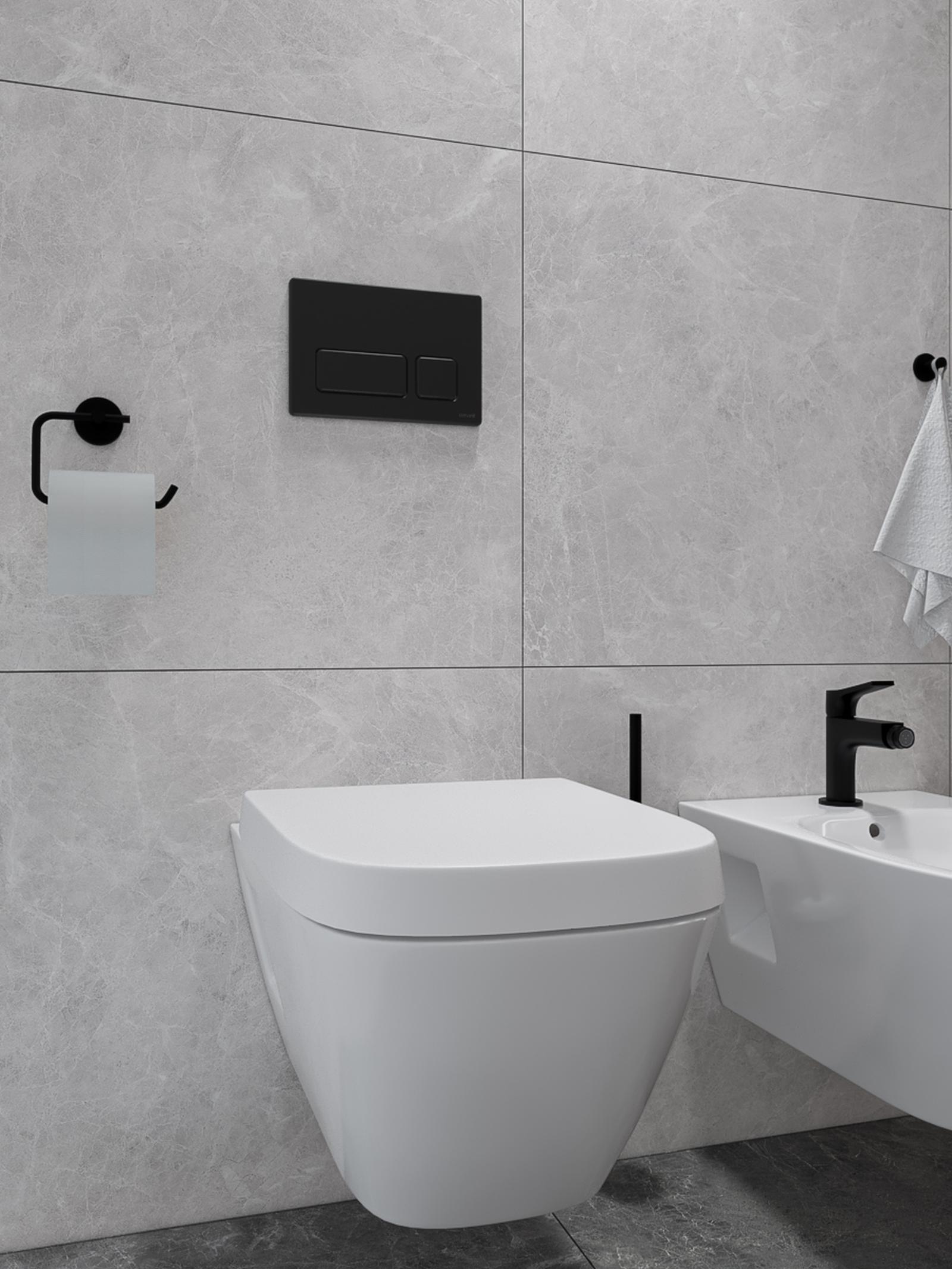 Suport hartie igienica, tesa Moon Black 40560, fara clapeta, negru mat, 14 x 9.9 x 5.3 cm
