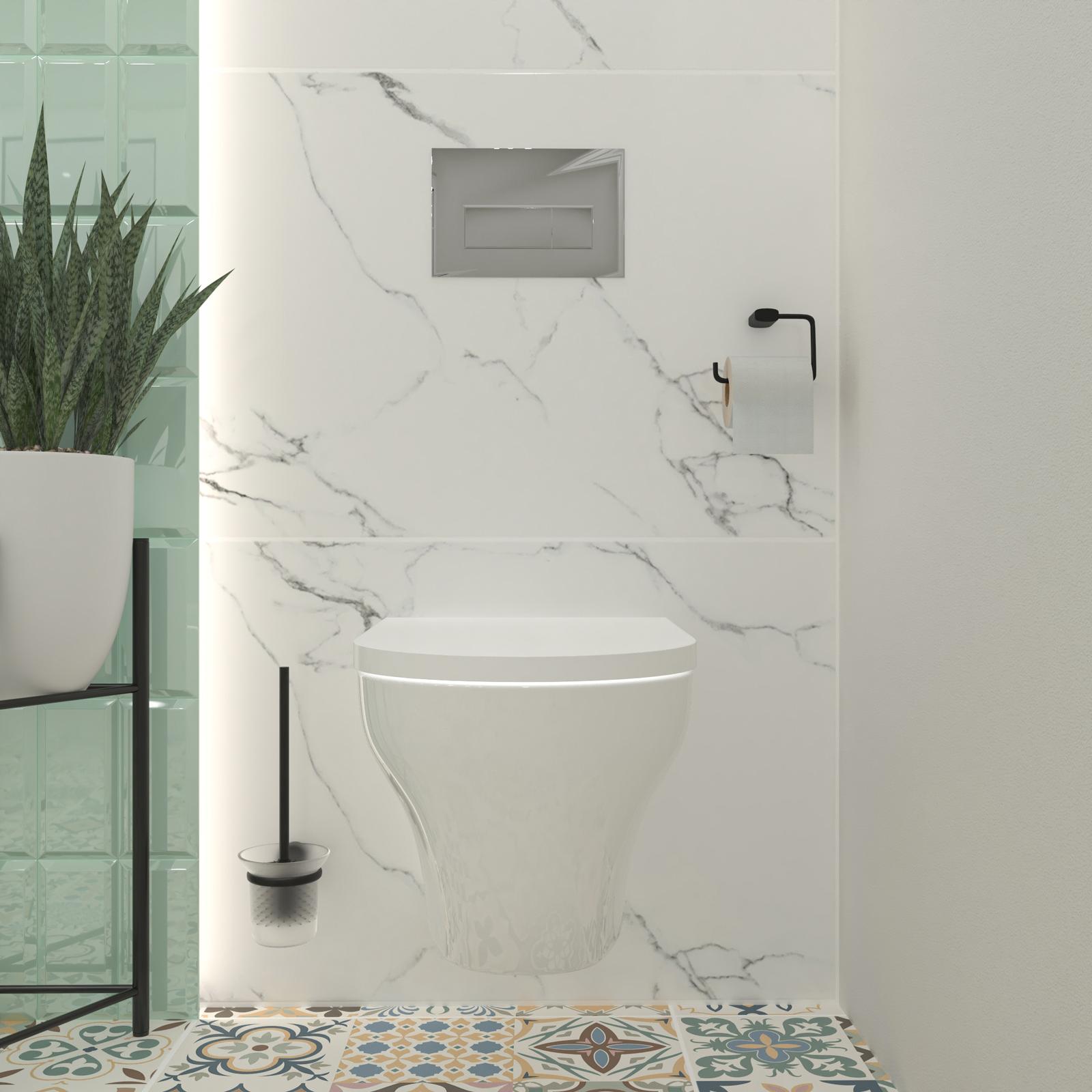 Perie WC Iobagno Alfa AC1514BK, suspendat, metal + sticla, negru, 12.7 x 11.5 x 35 cm