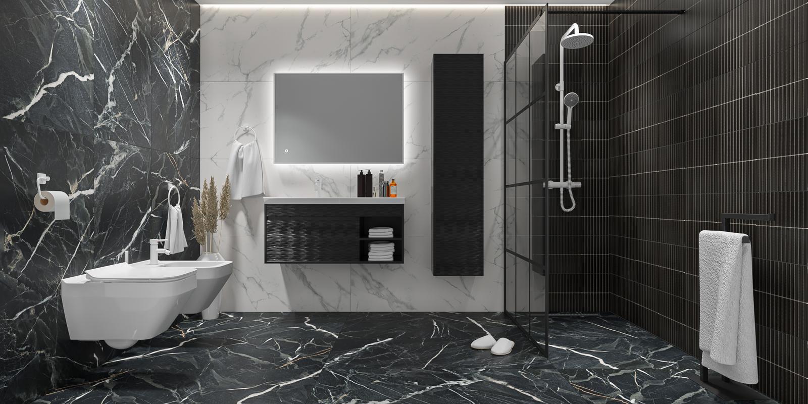 Model amenajare baie stil modern merletto