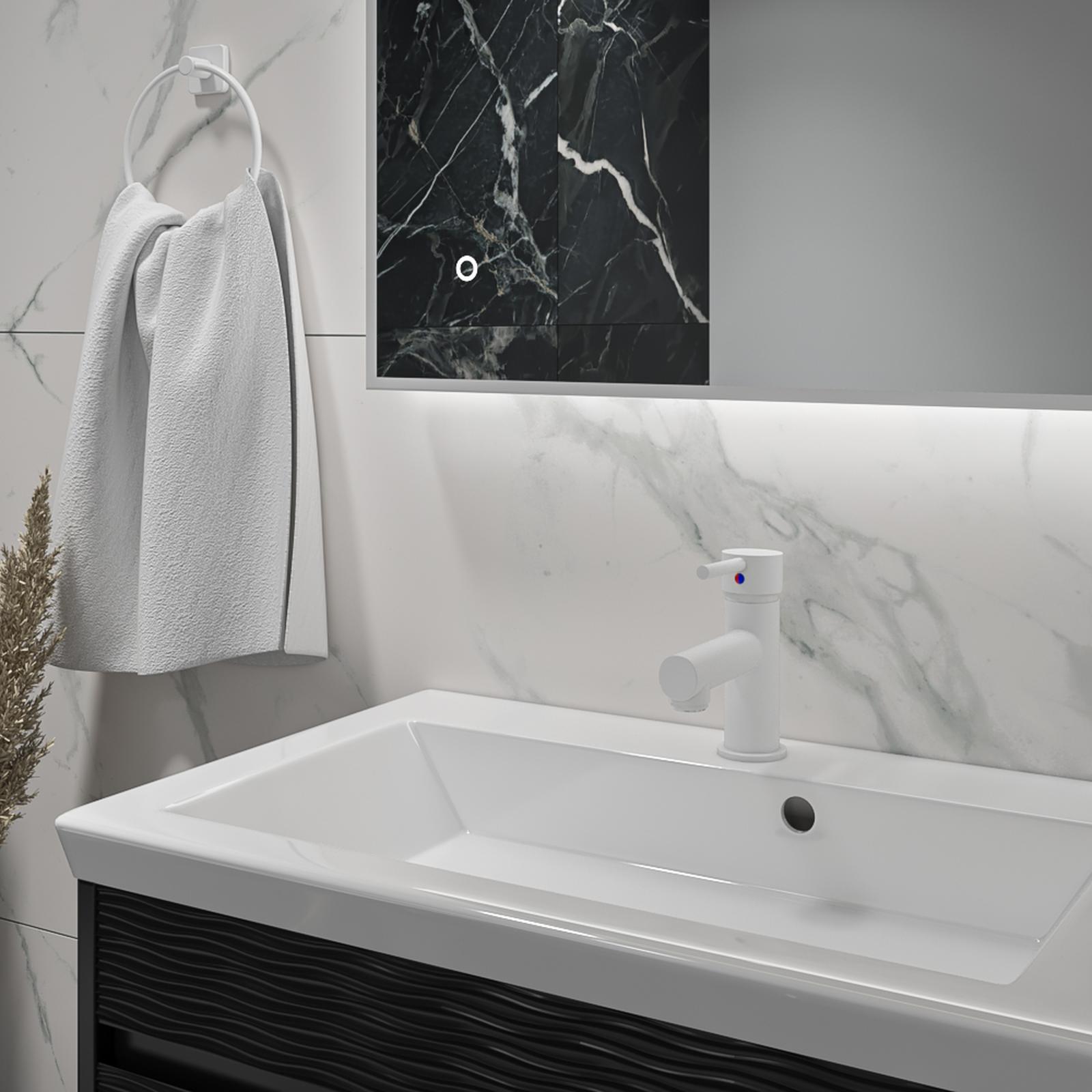 Suport prosop Kludi Vela S 2597853, tip inel, alb mat, 18.6 x 16.8 x 3.5 cm