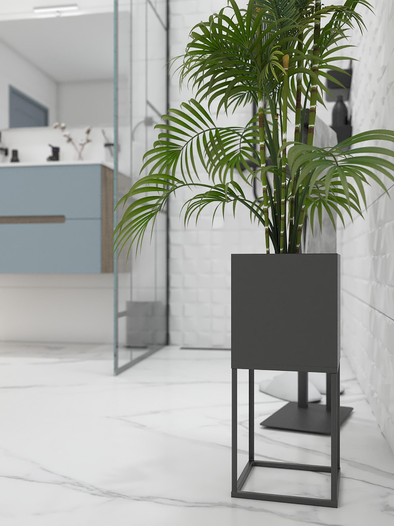 Suport ghiveci Your Loft Design Lorient S, metal, negru, 19 x 19 x 47 cm