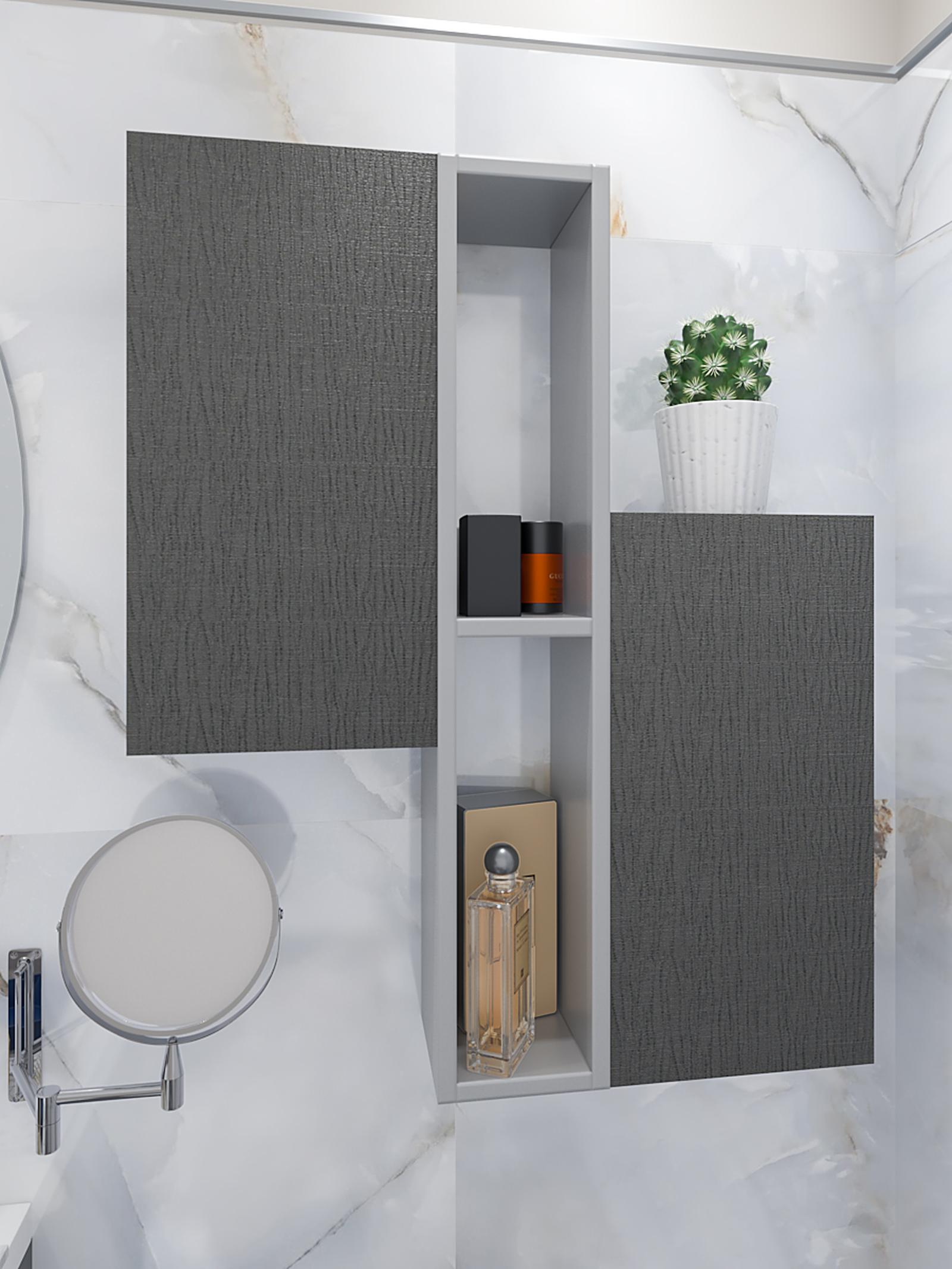 Dulap baie suspendat, Savini Due 2610/F05, 1 usa, MDF, gri antracit texturat, 25 x 50 x 15.1 cm