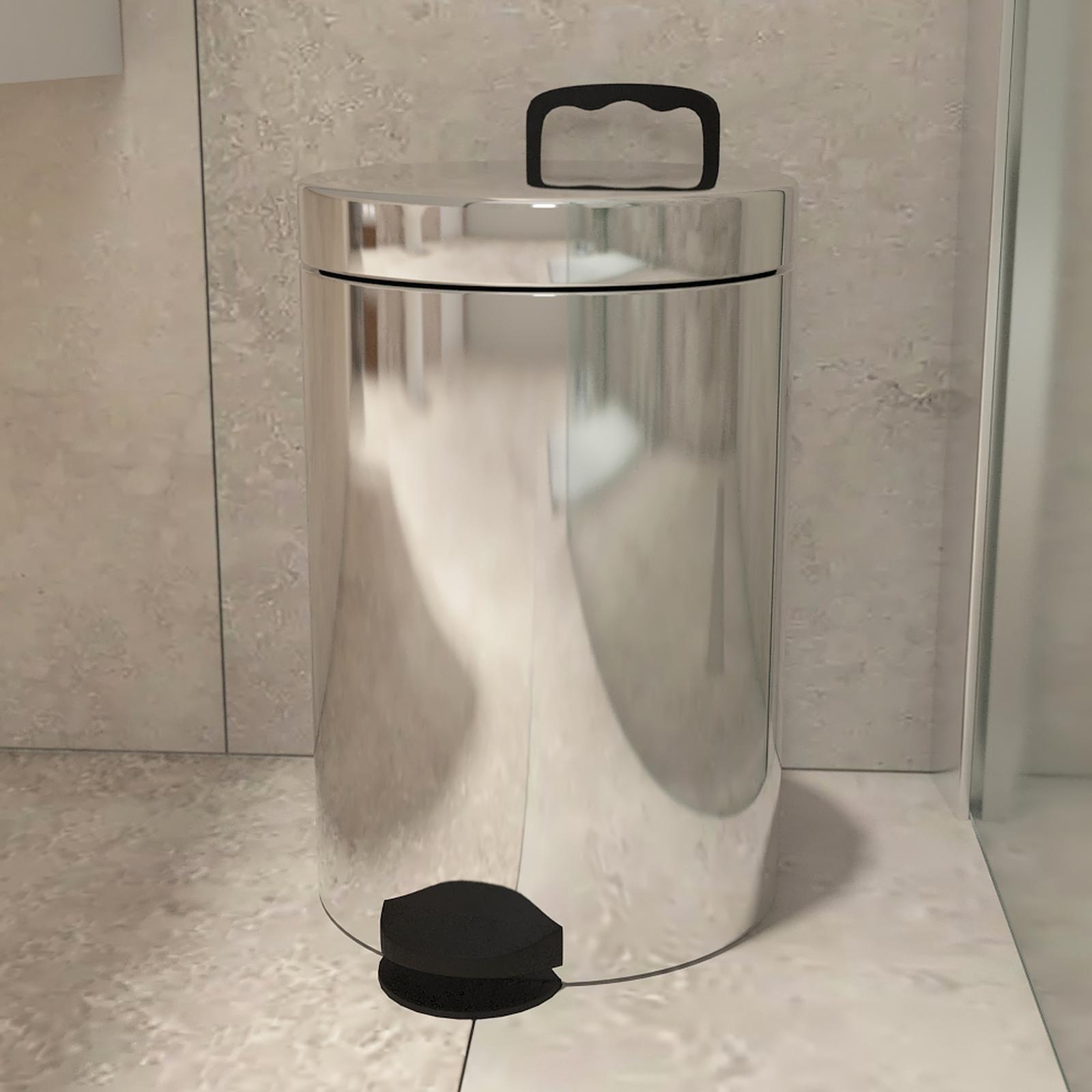 Cos de gunoi cu pedala si capac batant, BCK409400, inox + plastic, forma cilindrica, cromat, 3 L