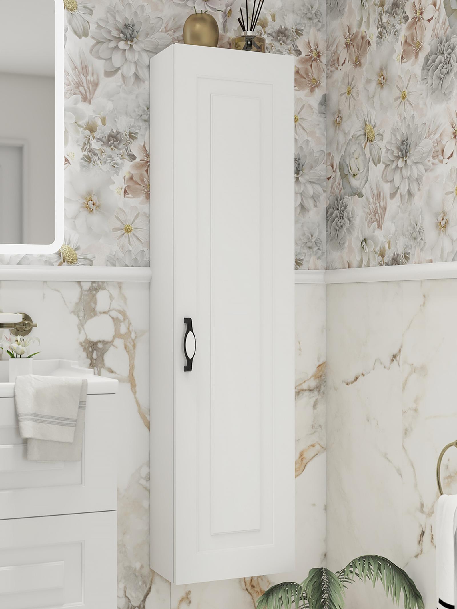 Dulap baie suspendat, Kadda Classic, 1 usa, alb mat, 35 x 140 x 18 cm