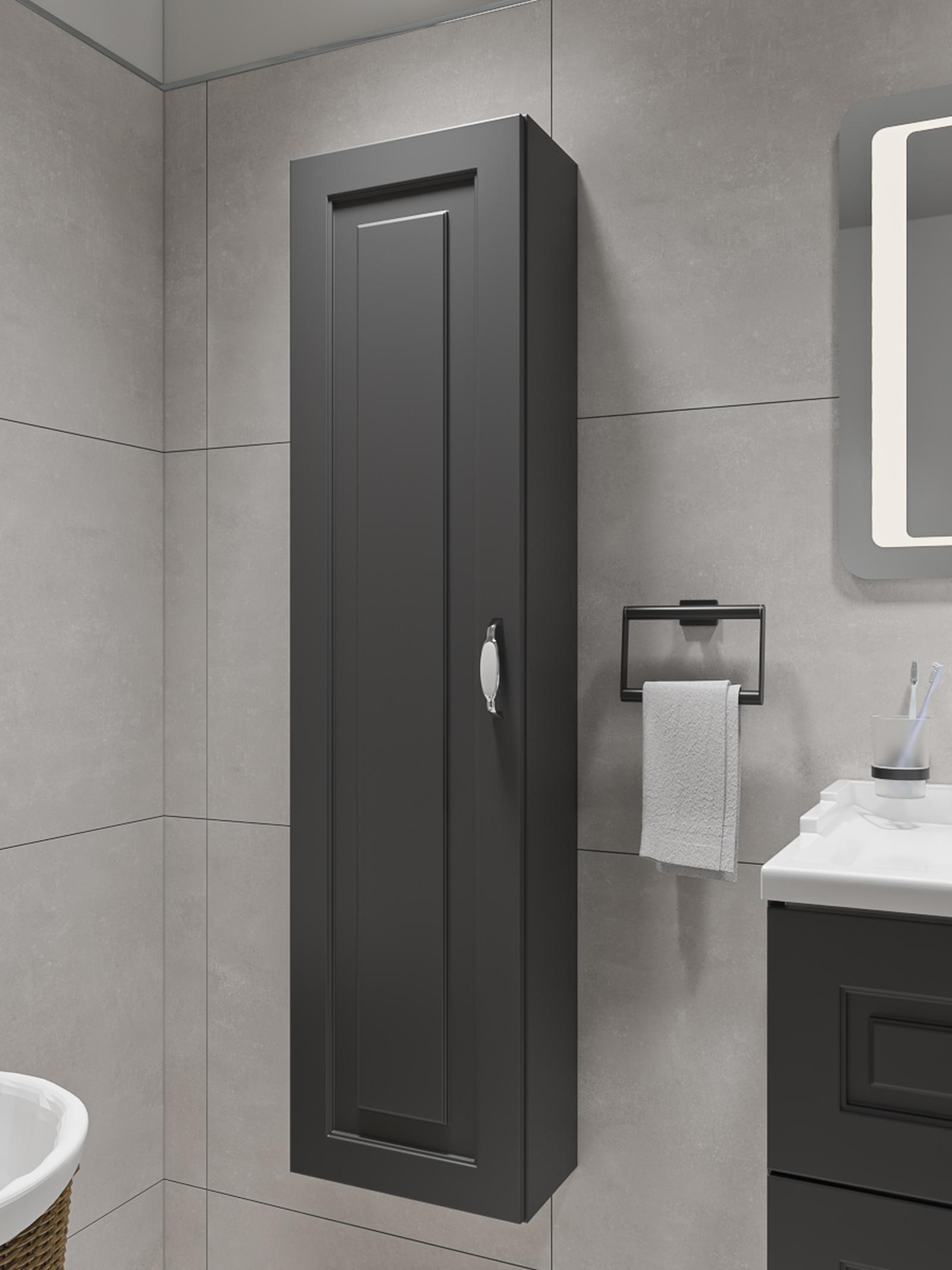 Dulap baie Kadda pentru baie stil modern toronto Dulap baie Kadda Classic, suspendat, 1 usa, antracit mat, 35 x 140 x 18 cm