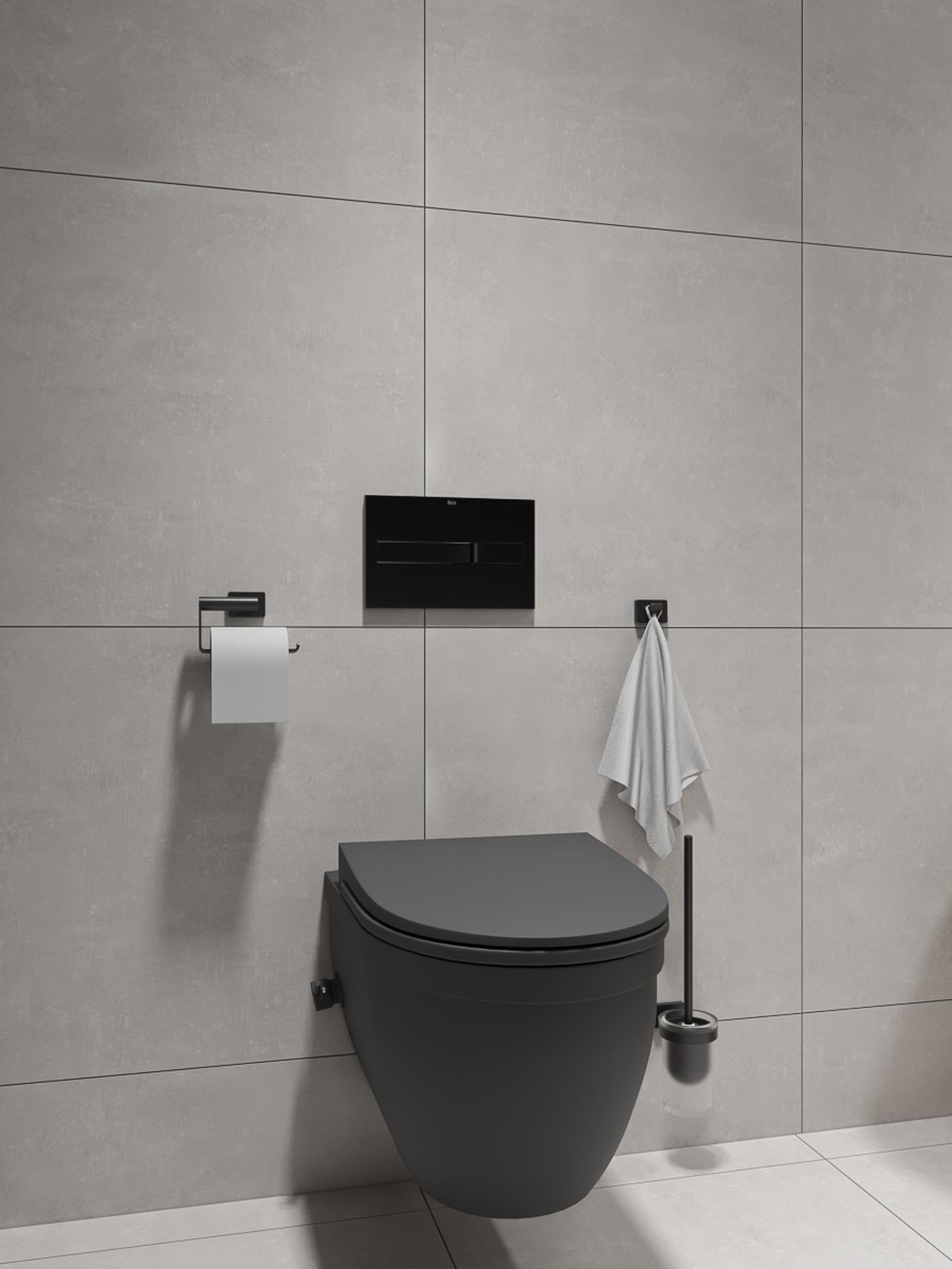 Suport Ferro Greta pentru baie stil modern toronto Suport Ferro Greta AGR33BL, hartie igienica, fara clapeta, negru mat, 13.2 x 8.35 x 4.35 cm