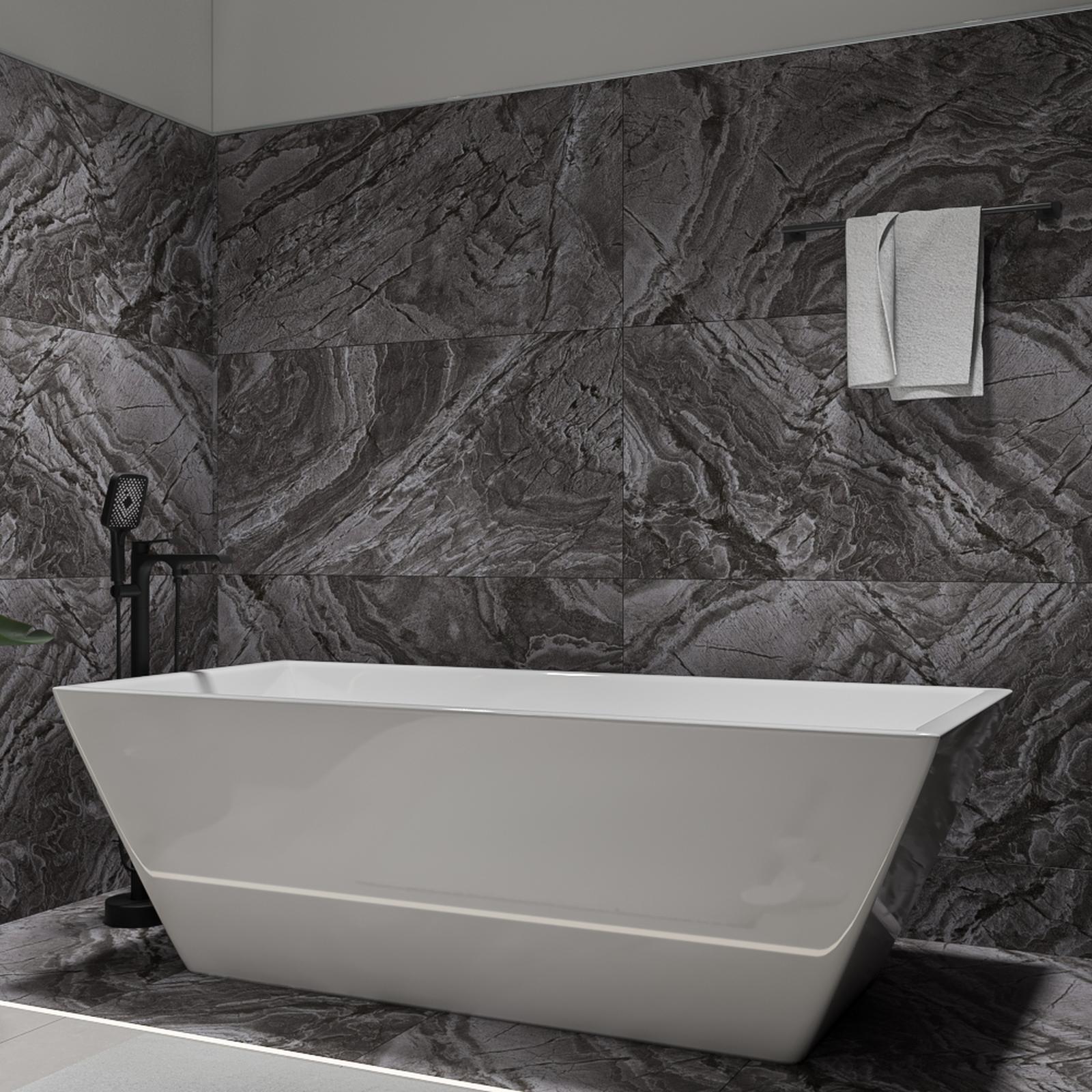 Cada freestanding pentru baie stil modern toronto Cada freestanding, rectangulara, West Hades, acril, 178 x 80 cm, alb