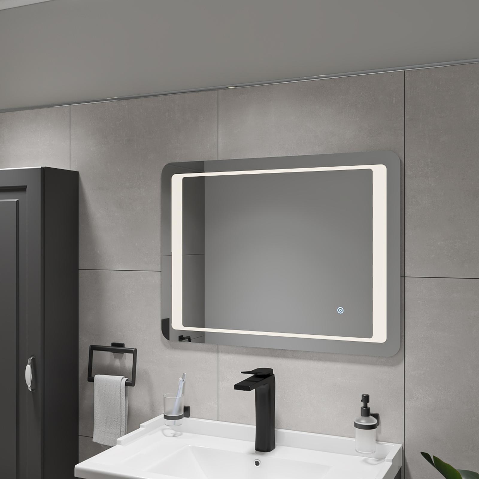 Oglinda baie cu LED G pentru baie stil modern toronto Oglinda baie cu LED GS050, decorativa, 60 x 80 cm, actionare touch, margini rotunjite