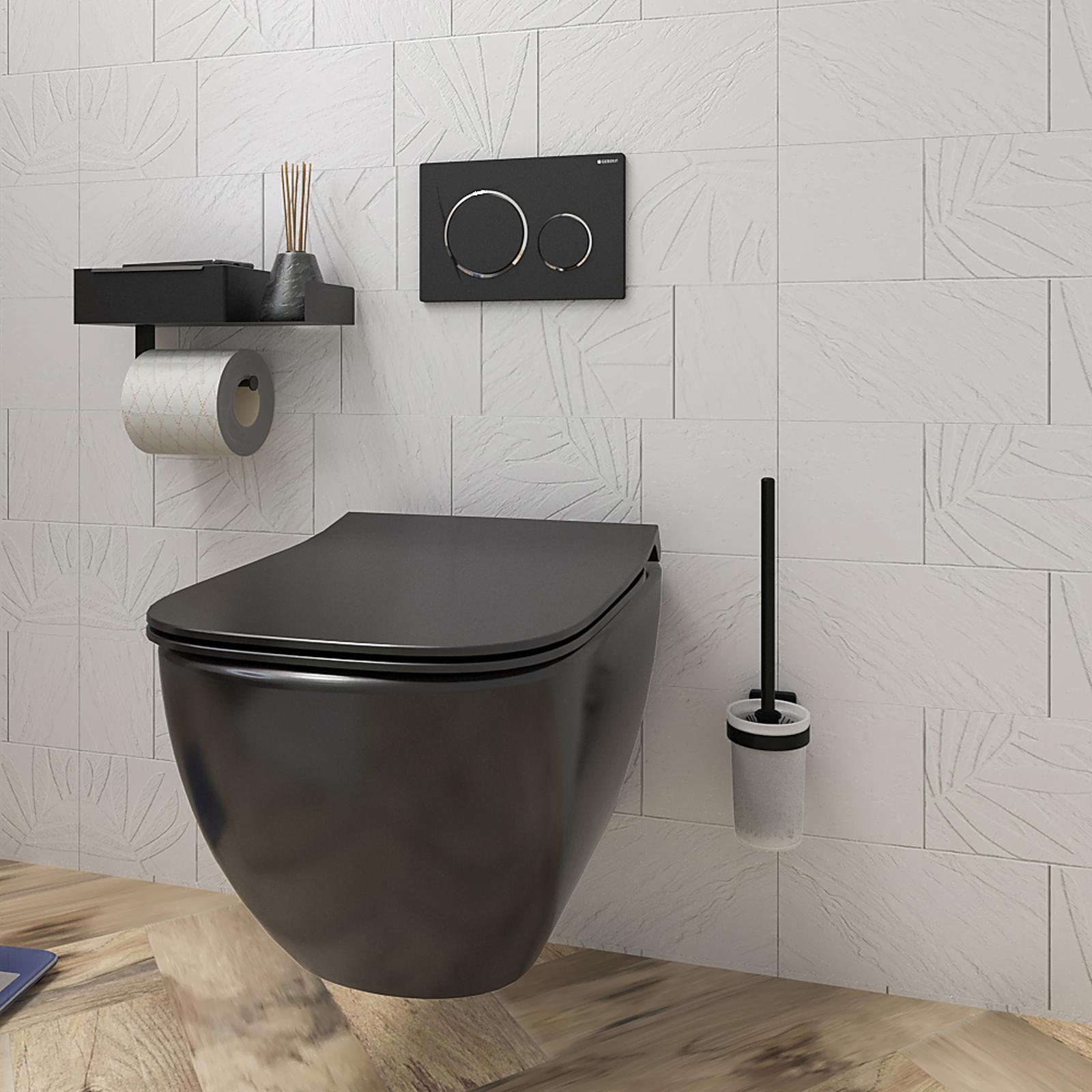 Vas WC suspendat Ideal Standard Tesi T3546V3, negru, evacuare orizontala,