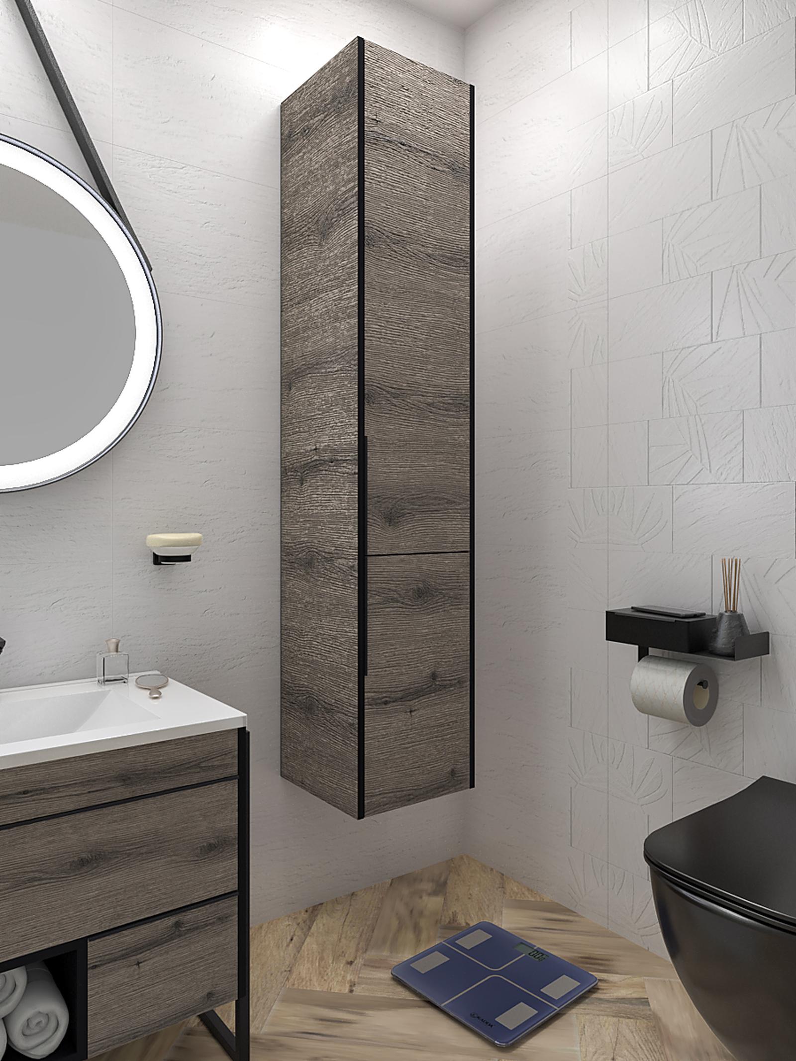 Dulap baie suspendat, Martplast Atlanta, 2 usi, stejar, 34 x 165 x 33 cm