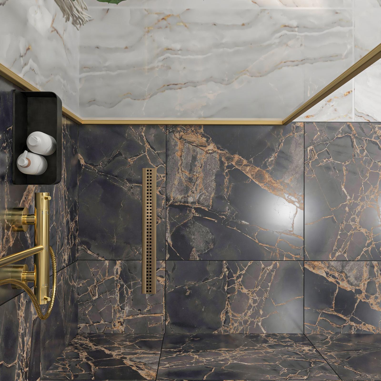 Rigola dus cu gratar din aluminiu, Kadda SHDR5507037OB, antichizat, 55 cm