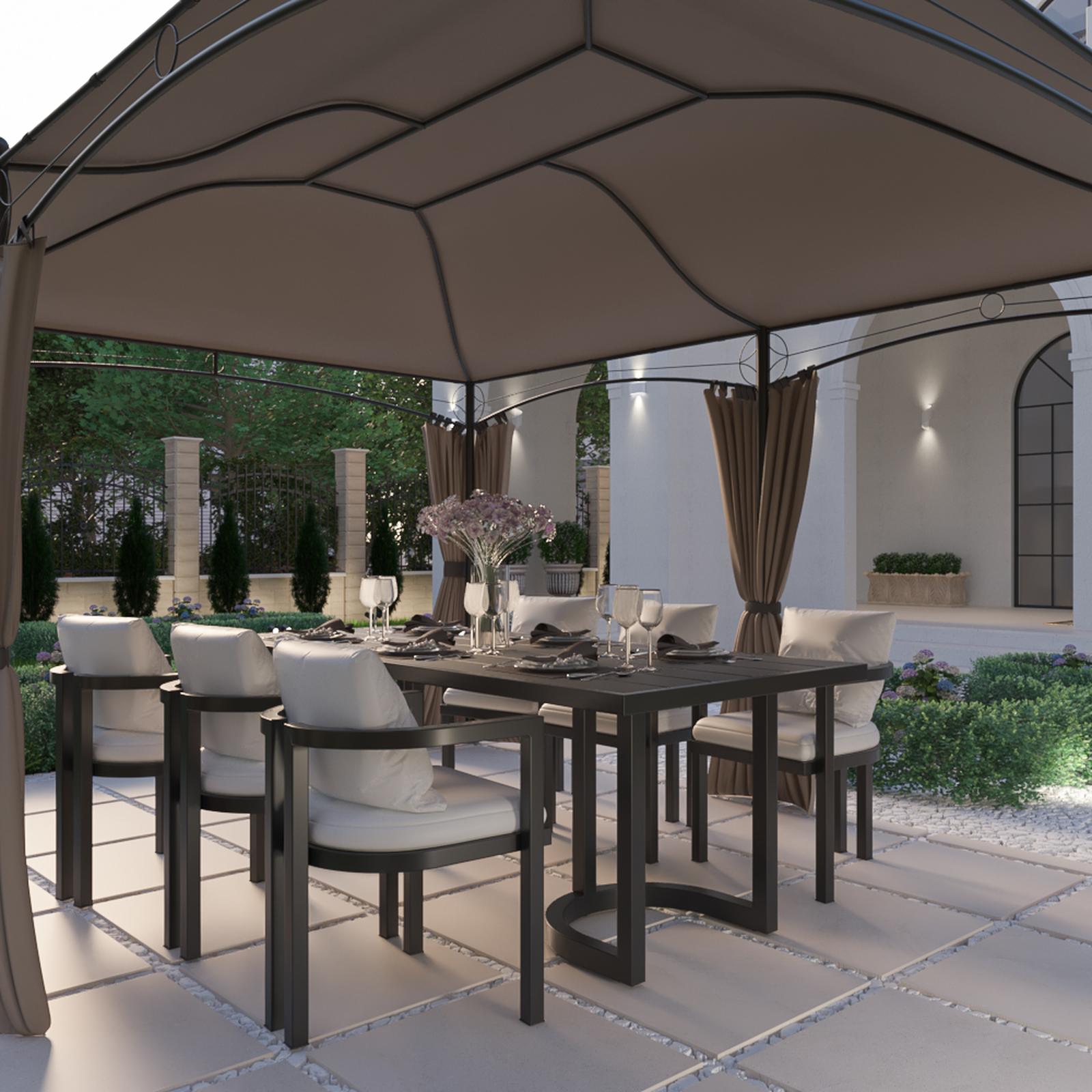 Set terasa pentru grădină stil clasic kaamos Set terasa cu masa fixa, dreptunghiulara, 6 scaune, pentru exterior, Virtuoso Parma, aluminiu, alb