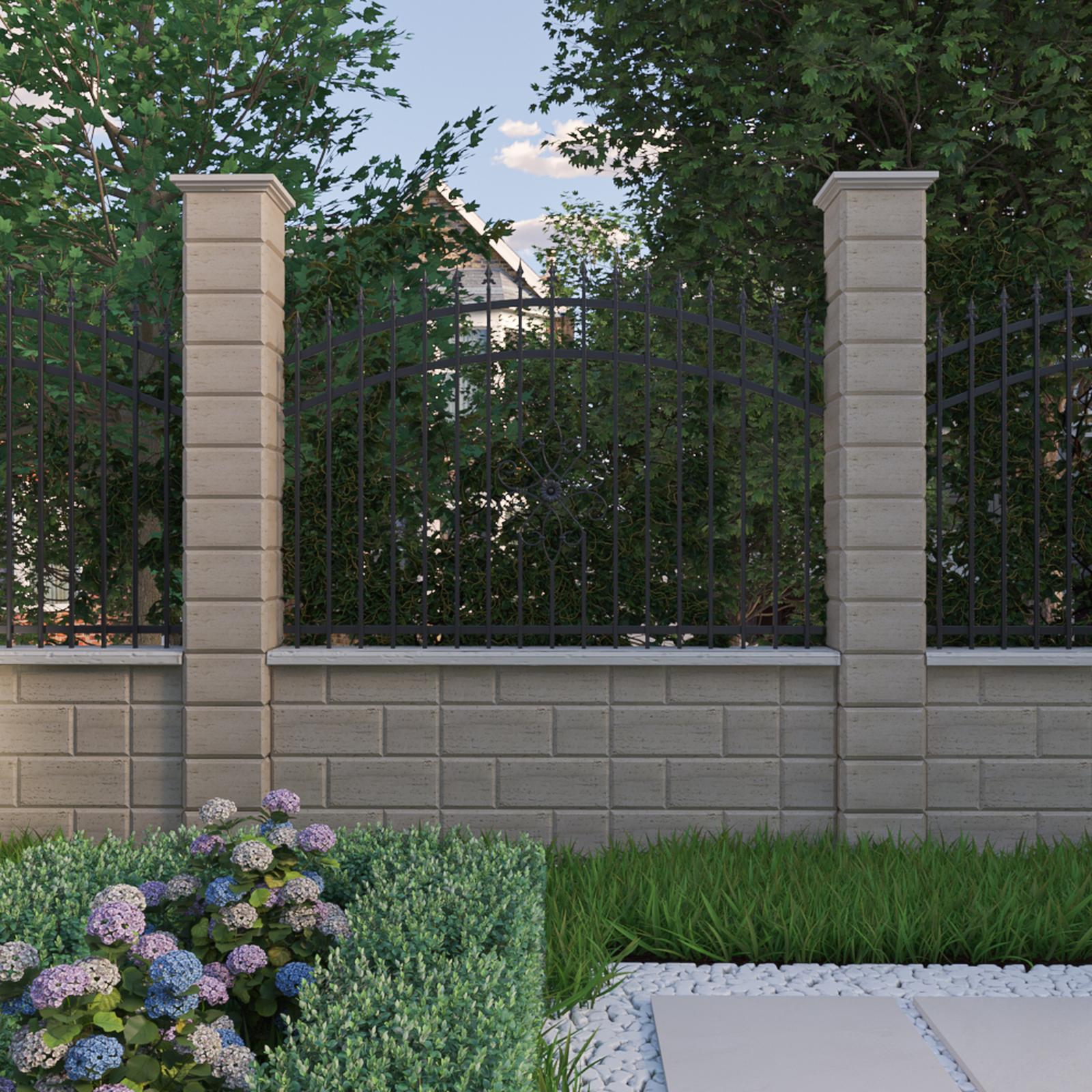 Boltar din beton pentru grădină stil clasic kaamos Boltar din beton pentru gard Traverstone Block Smoke, 300 x 300 x 200 mm