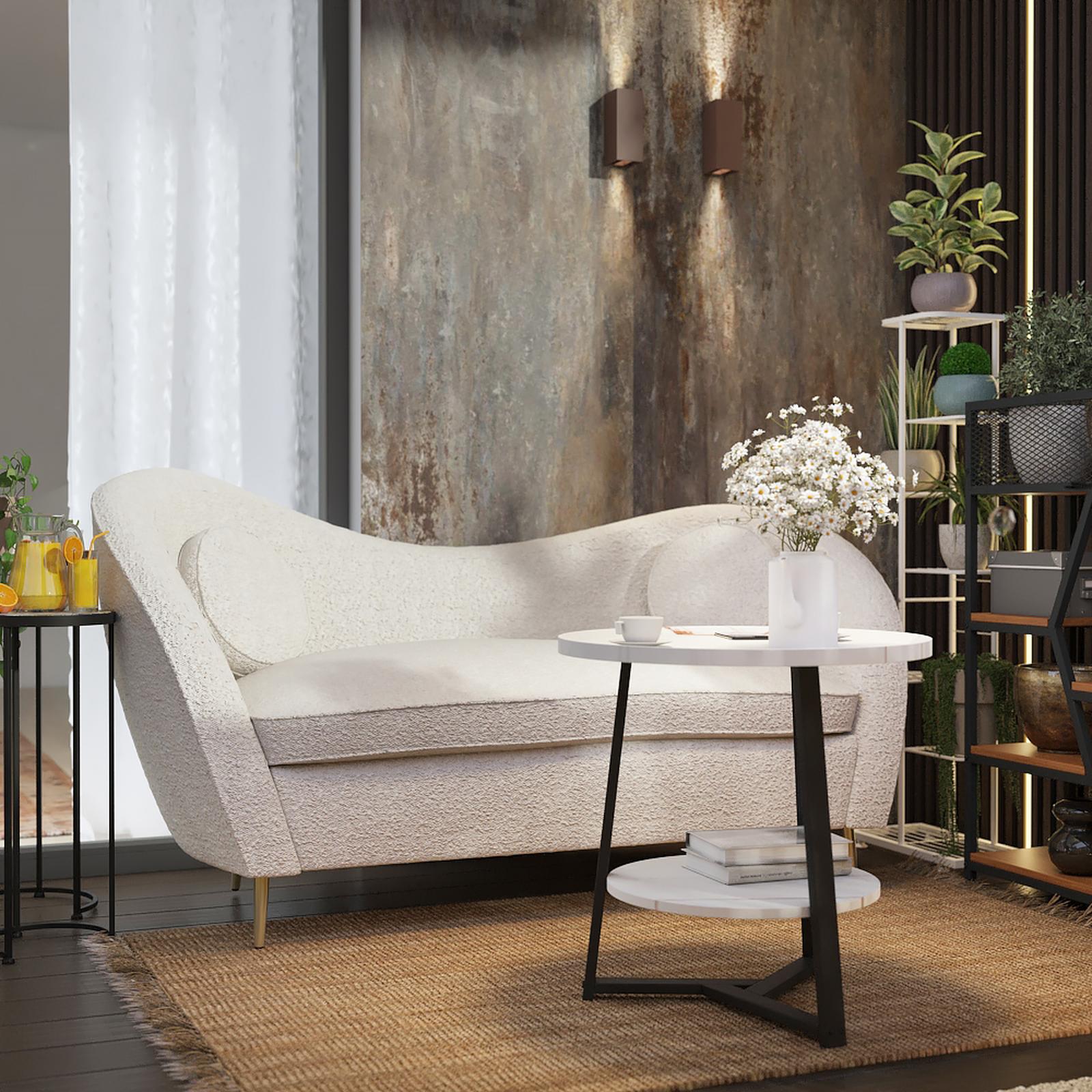 Canapea fixa 2 locuri Kooper, alb, 162.5 x 76 x 84.5 cm, 1C