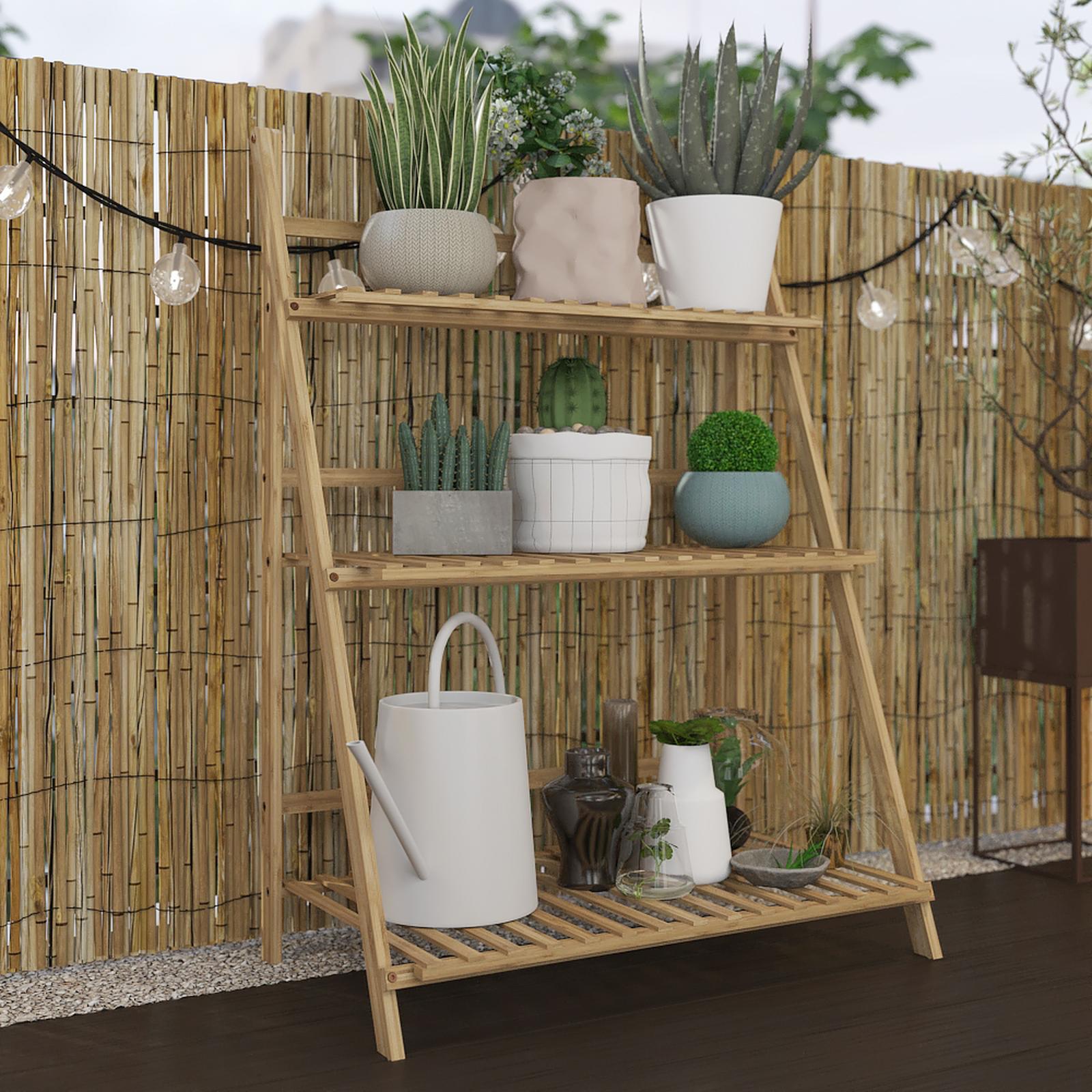 Suport ghiveci flori Nepel Typ 1, lemn, natur, 70 x 40 x 96 cm