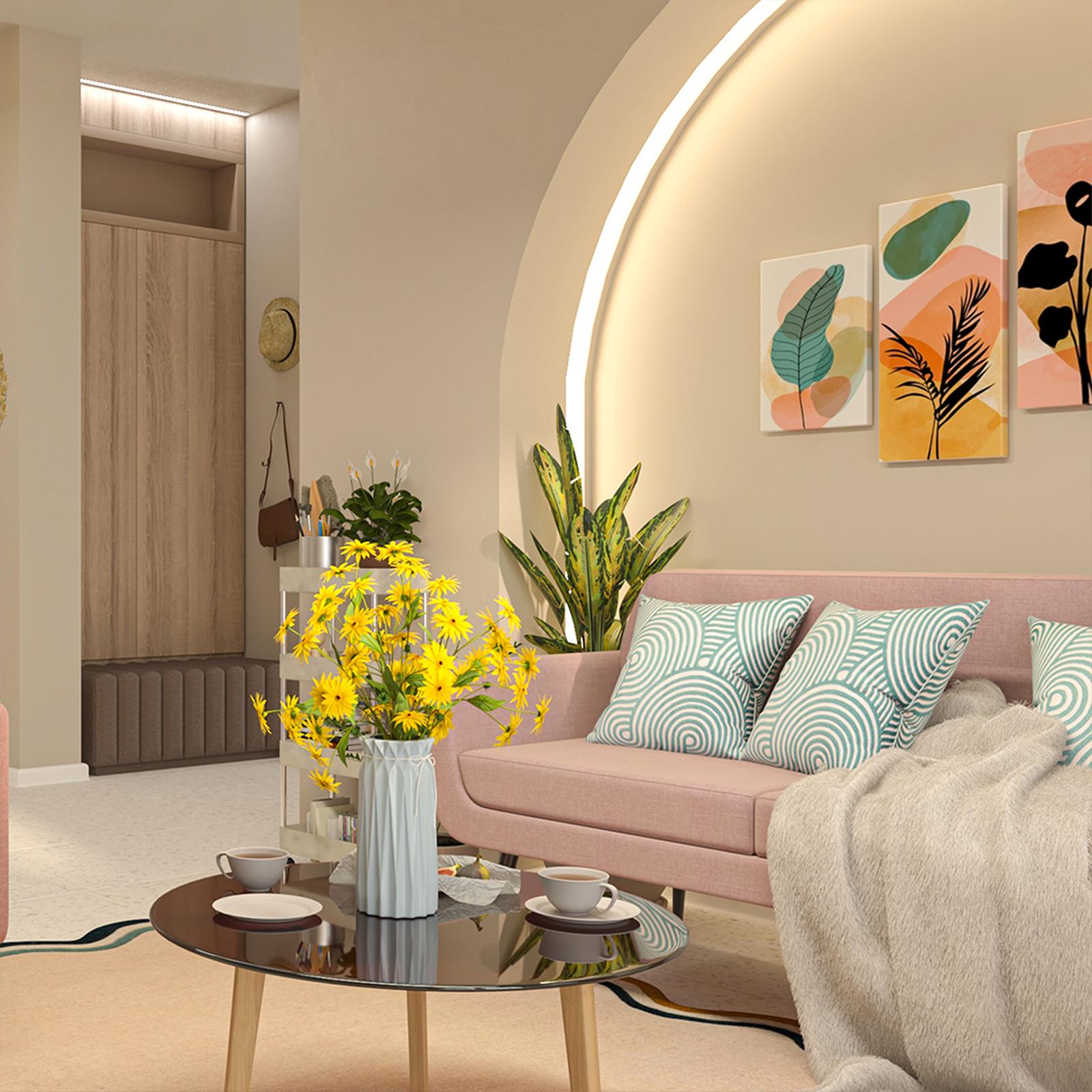 Colțurile rotunjite și plantele în amenajarea livingului_3