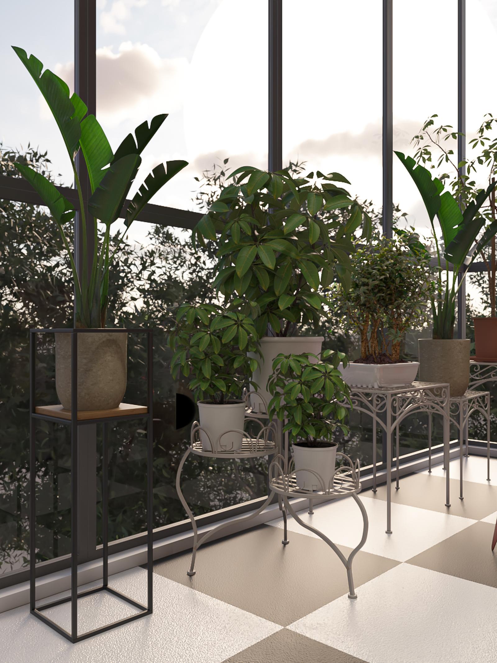 Suport Your Loft Design Anet M, tip etajera, dreptunghiular, metal + lemn , negru + stejar, 23 x 23 x 75 cm