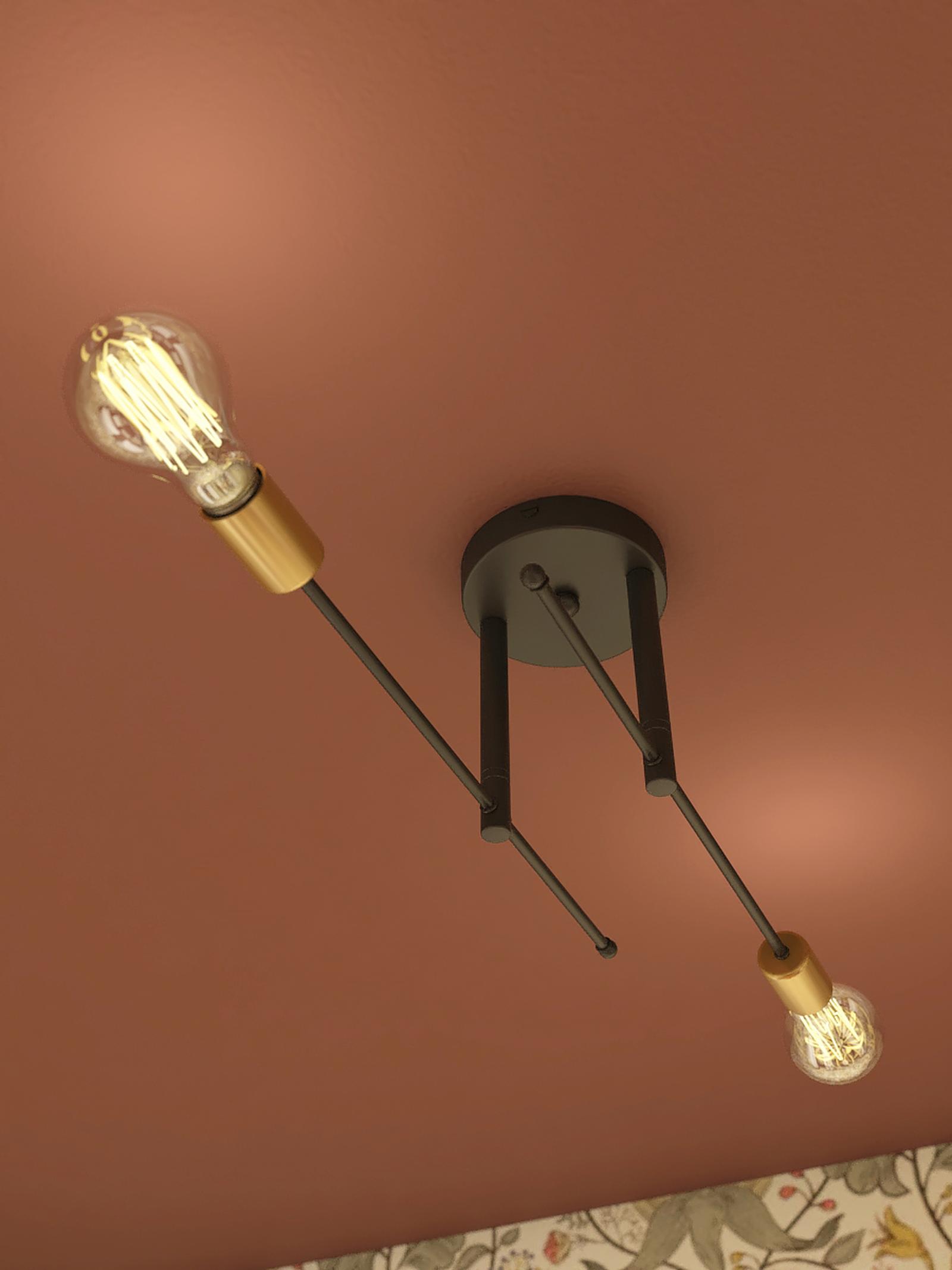 Lustra Ozu pentru dormitor stil clasic attic Lustra Ozu 01-2706, 2 x E27, negru + auriu, modern