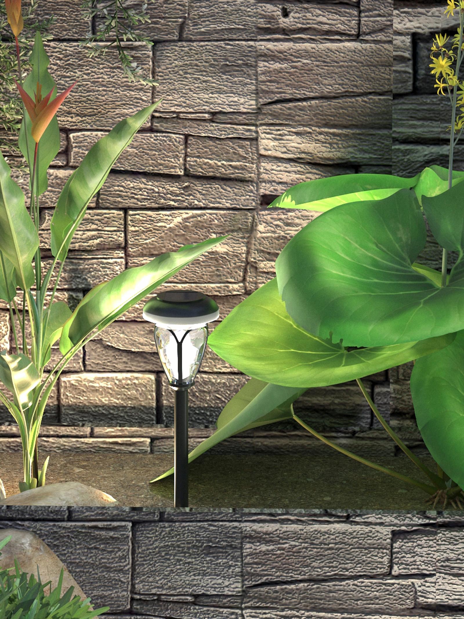 Lampa solara LED Hoff, plastic, H 39 cm, negru, exterior