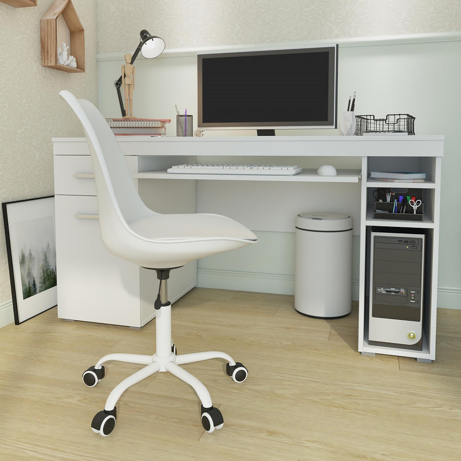 Birou calculator pentru cameră tineret stil clasic damla Birou calculator cu sertar si dulap Alfa, alb, 145 x 65.5 x 75.6 cm, 2C