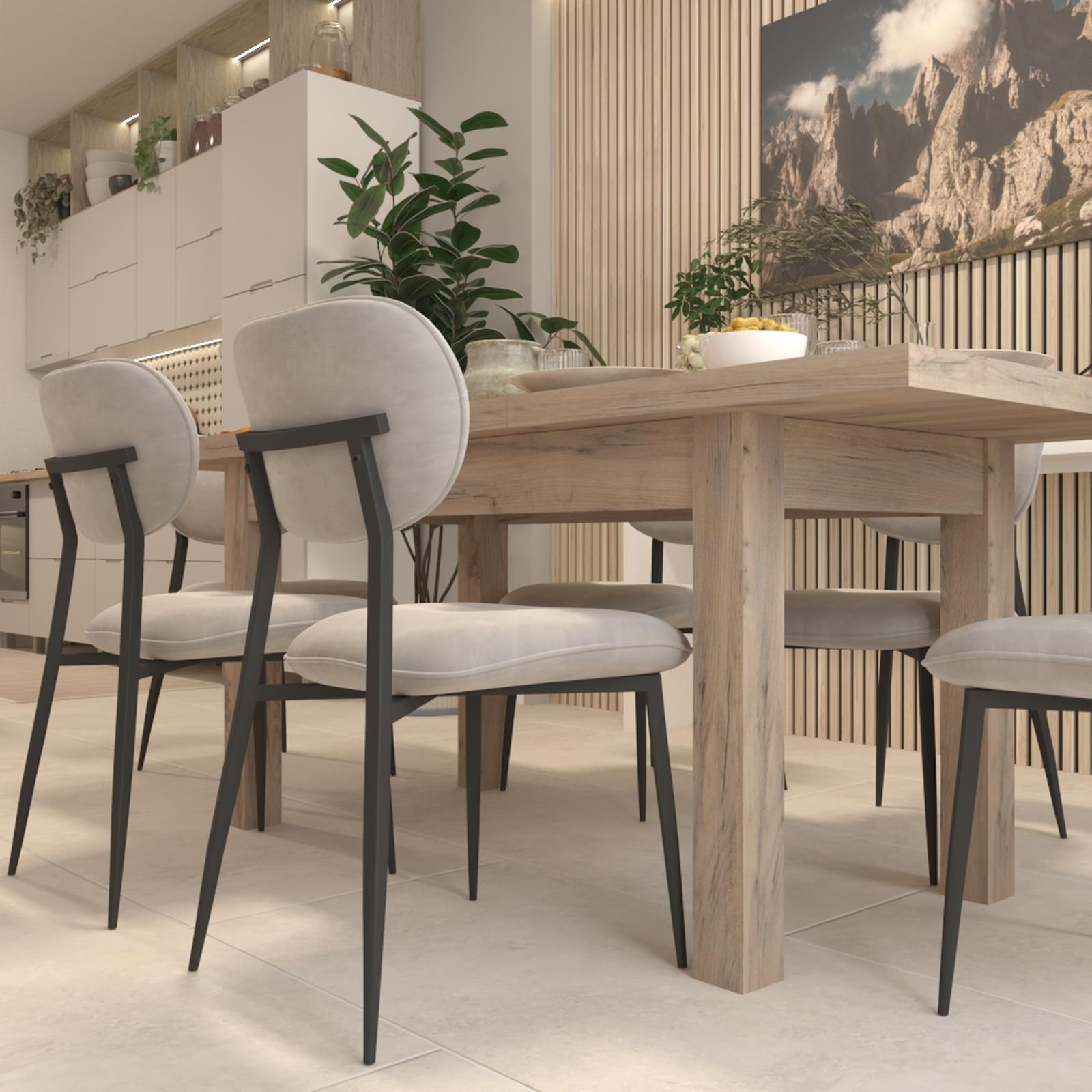 Scaun Barbara, pentru living stil modern earthbound Scaun Barbara, tapitat, metal negru + catifea bej