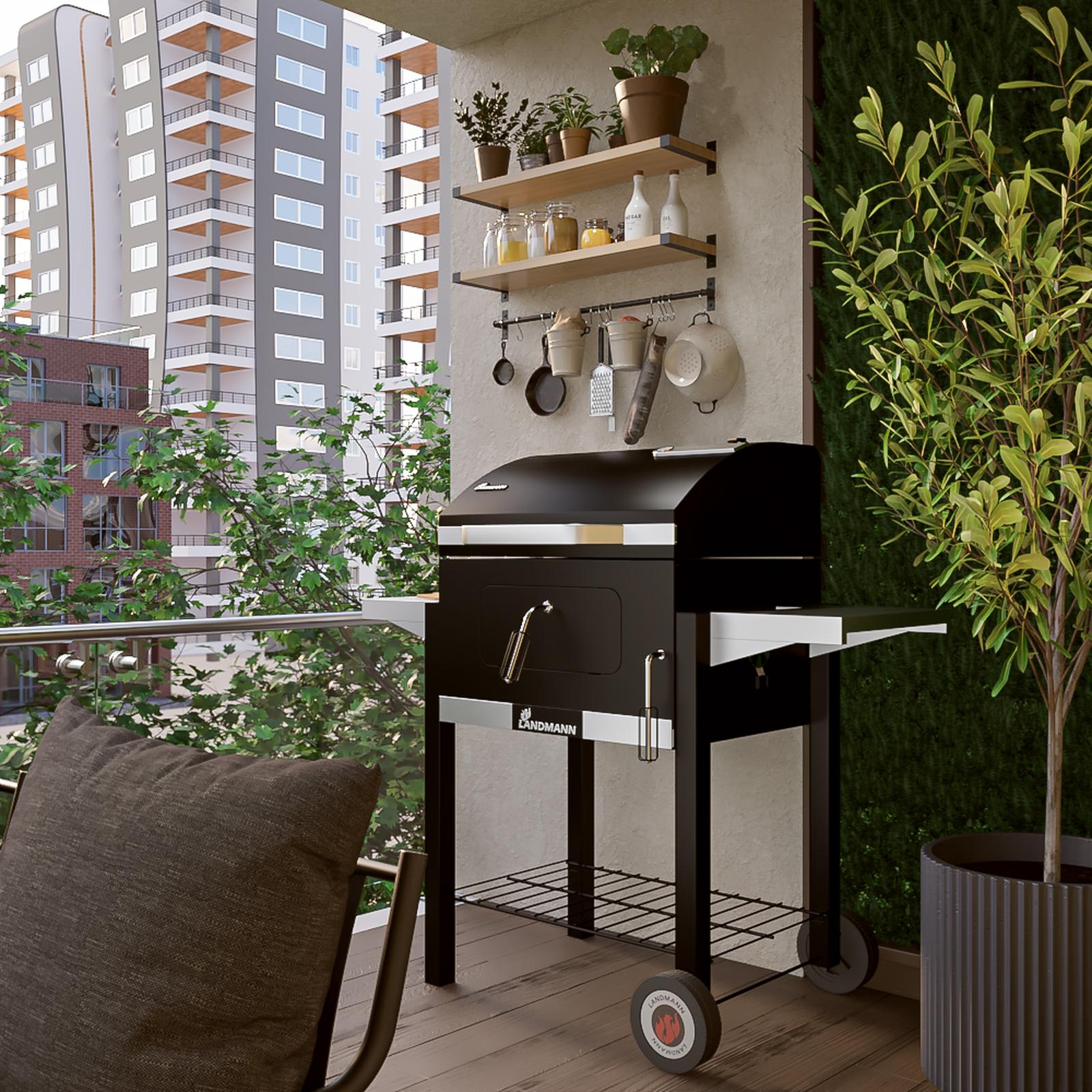 Gratar gradina pentru balcon stil modern alexander Gratar gradina Landmann Dorado 31401 cu carbuni, portabil, cu roti de deplasare, din otel, 133 x 56 x 109 cm