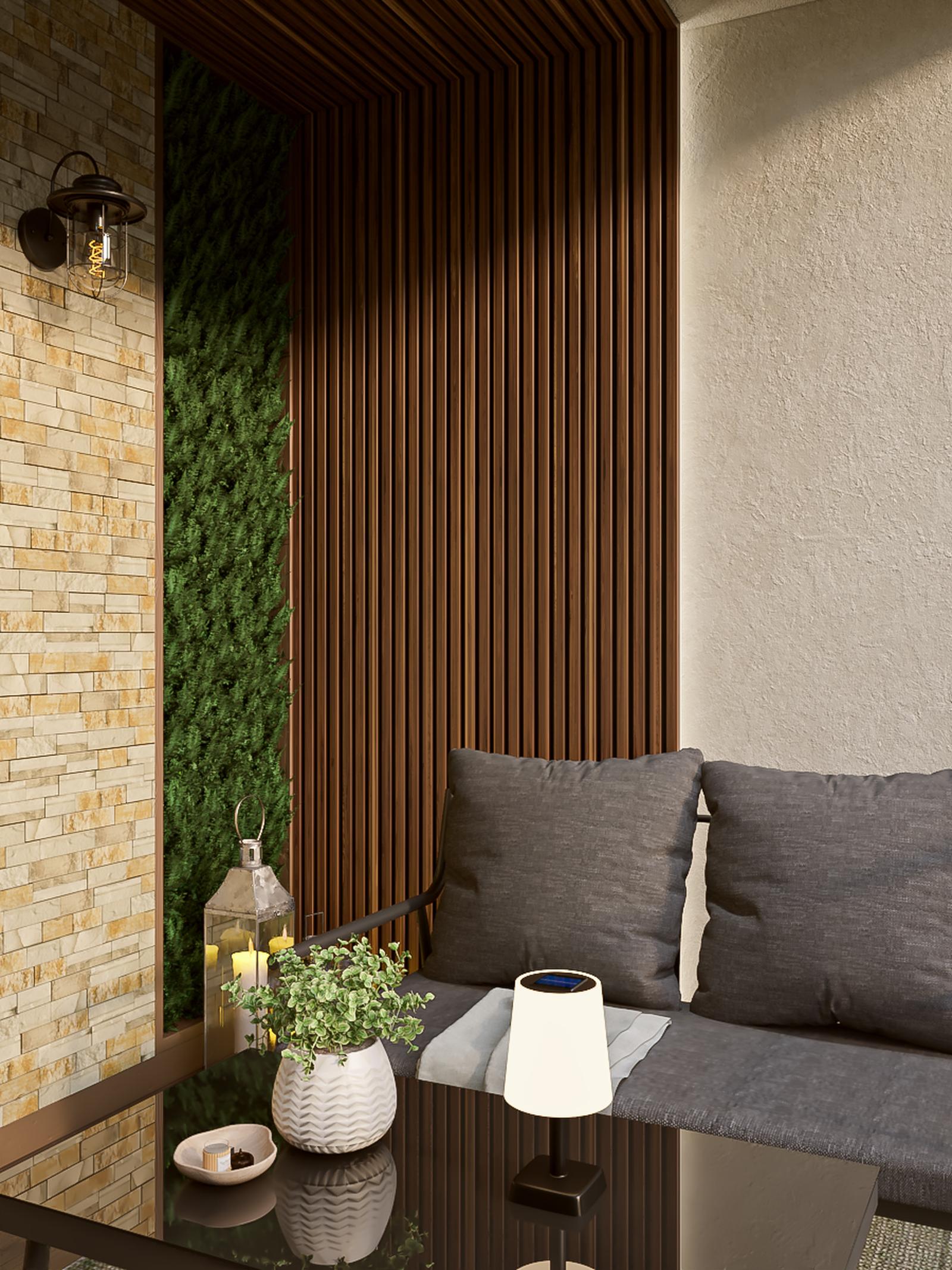 Riflaj decorativ Unic pentru balcon stil modern alexander Riflaj decorativ Unic Spot tip panou acustic, MDF, nuc, 2400 x 600 x 21 mm