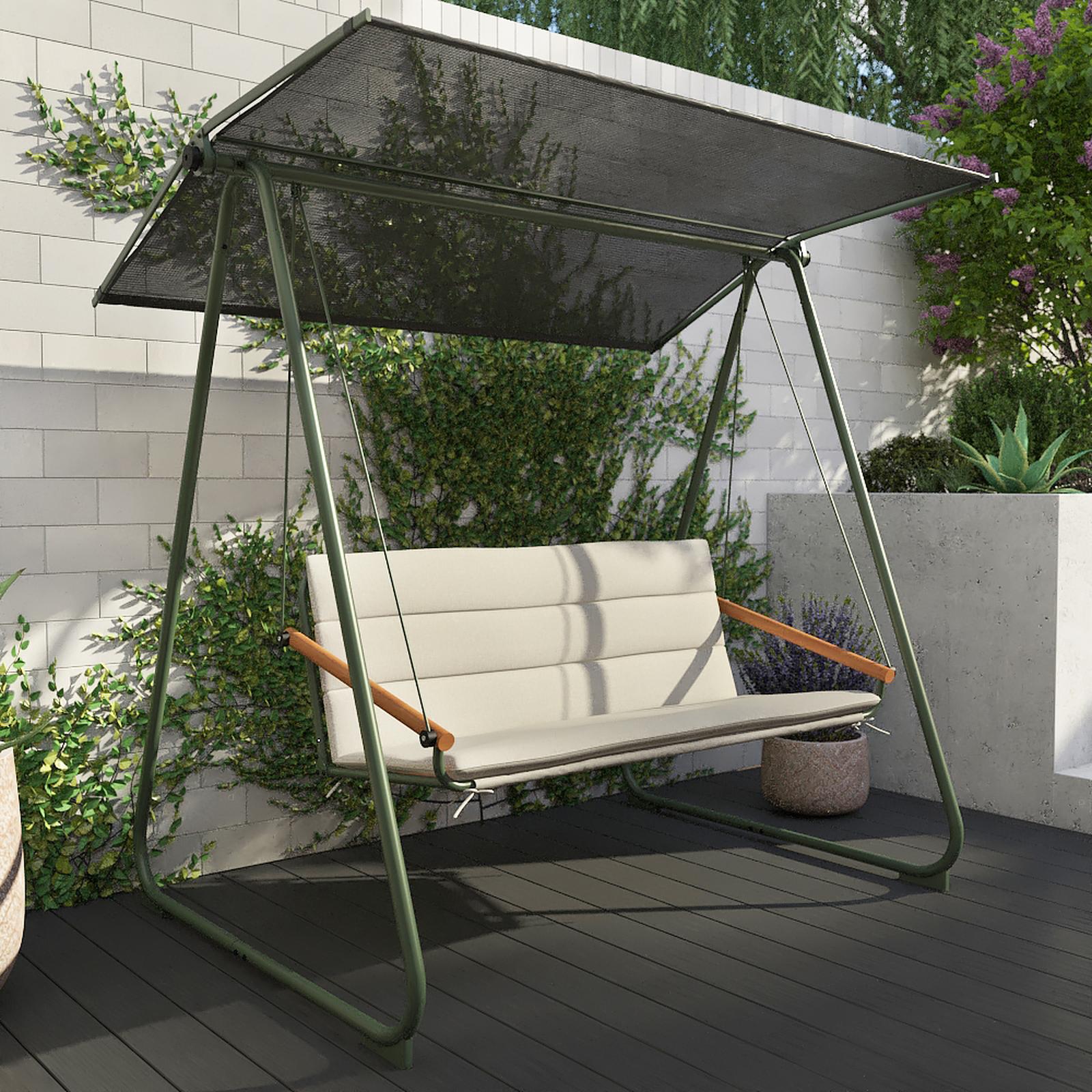 Balansoar gradina, 2 persoane, Grandio Mob Massiom, structura metal, verde + gri, 179 x 122 x 162 cm