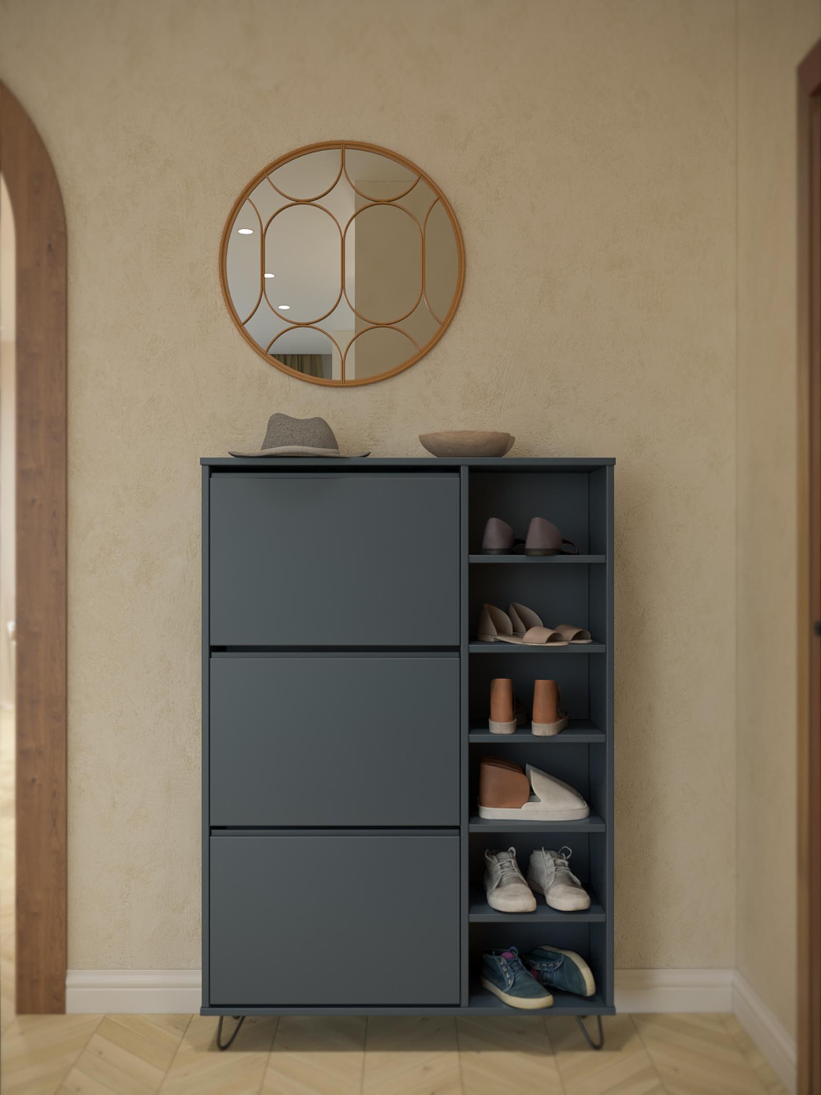 Pantofar Elona pentru living stil modern enola Pantofar Elona MDF + HDF + PAL, albastru, 90 x 26.1 x 130 cm
