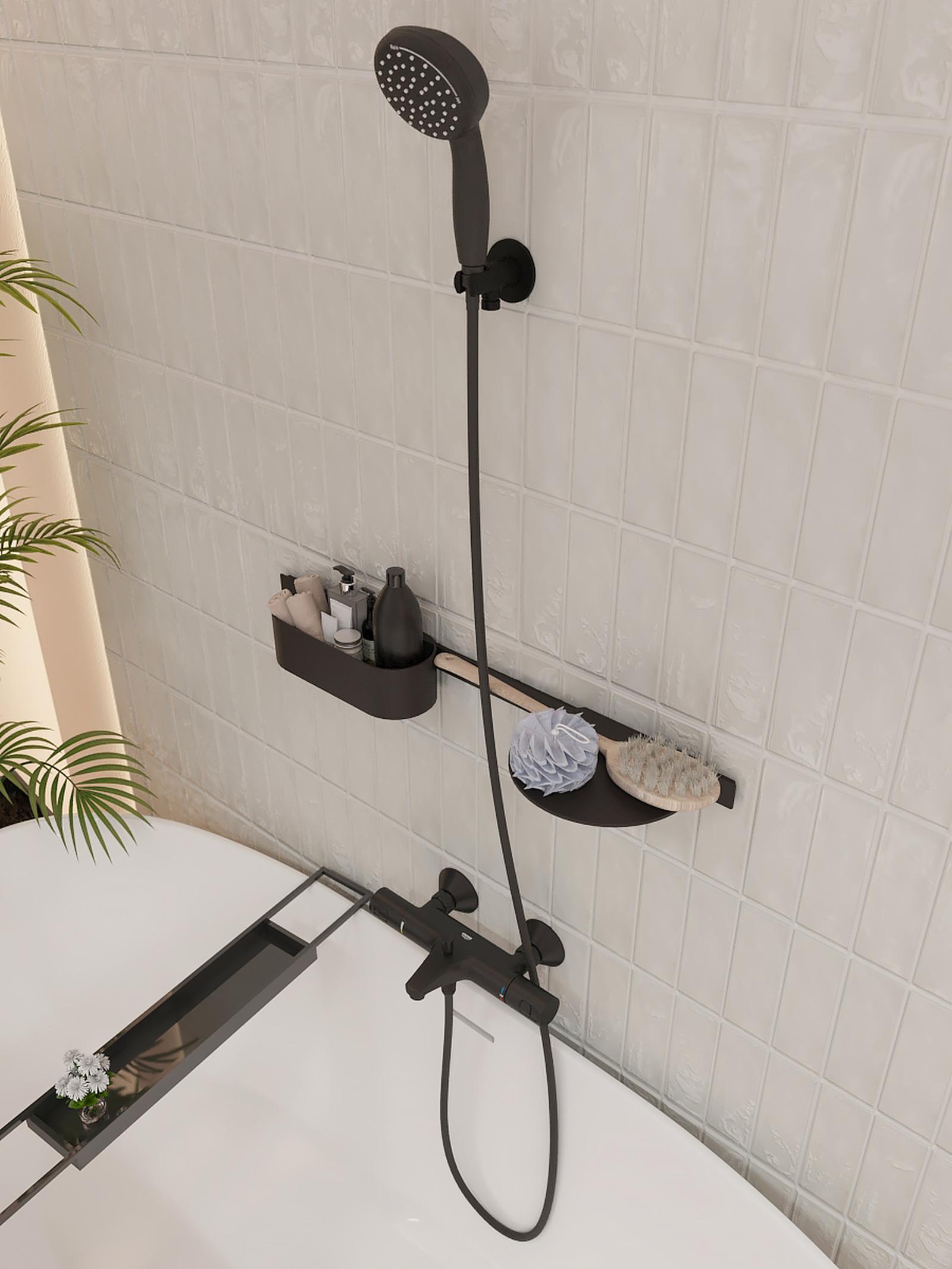 Set accesorii baie, Hansgrohe Wallstoris 27966670, negru mat, 3 piese