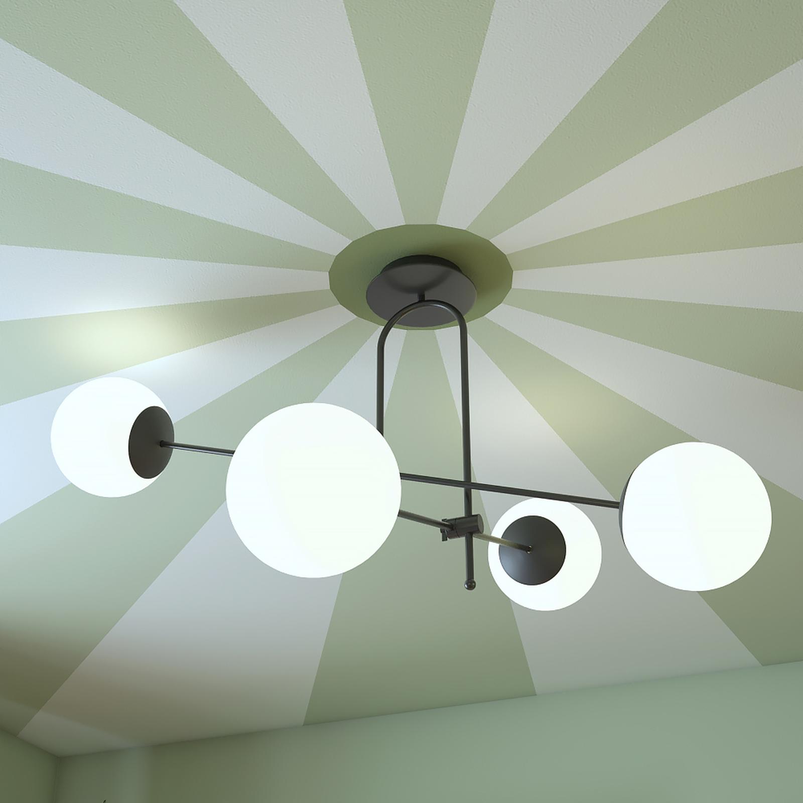 Lustra Nuray KL114007 pentru cameră tineret stil modern chapiteau Lustra Nuray KL114007 negru + alb opal