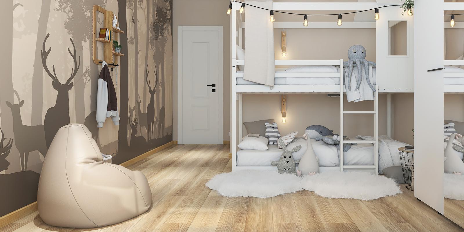 O zonă de relaxare într-o amenajare durabilă a unei camere de tineret