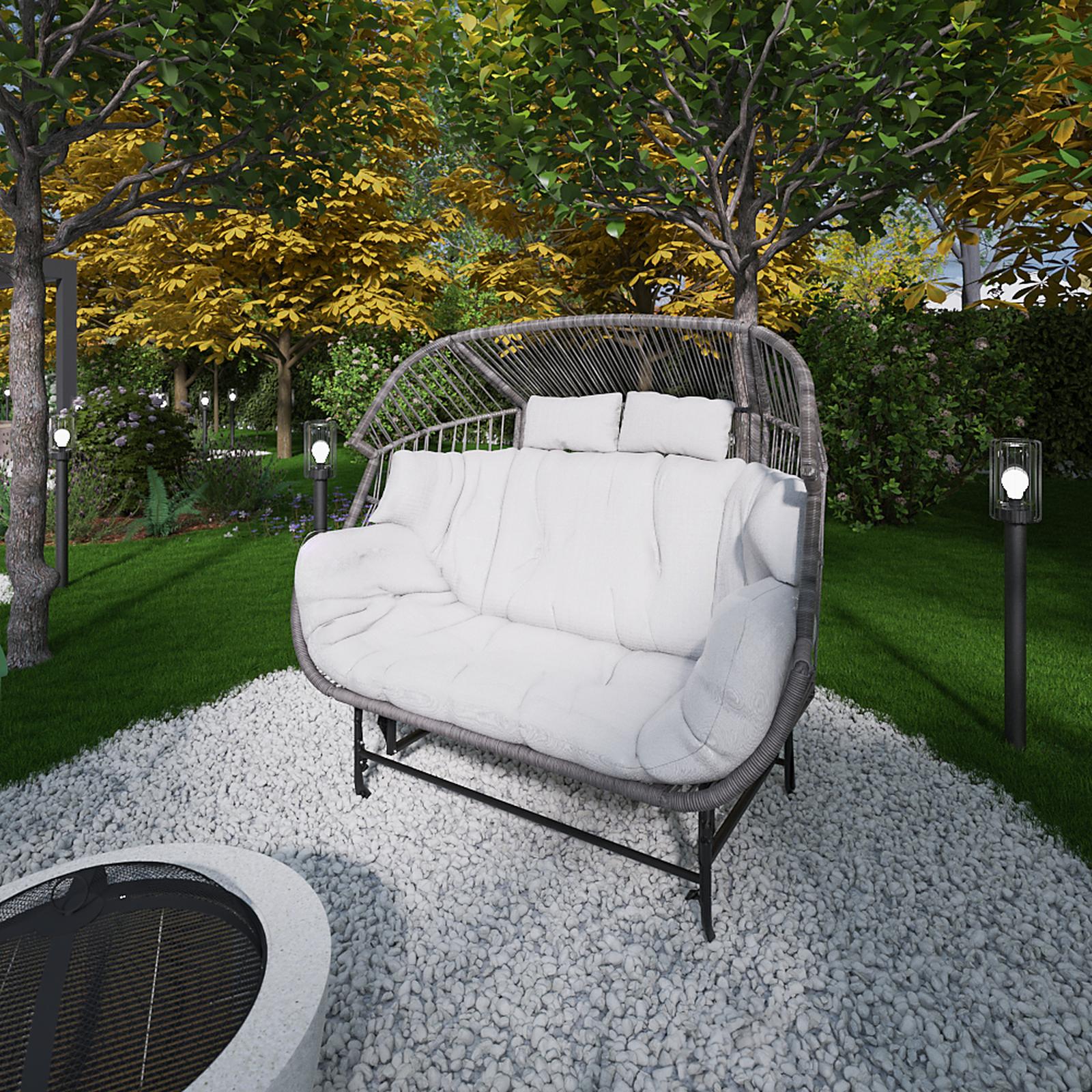 Balansoar gradina, 2 persoane, Grandio Mob Regal, structura metal, gri + bej, 146 x 81 x 136 cm