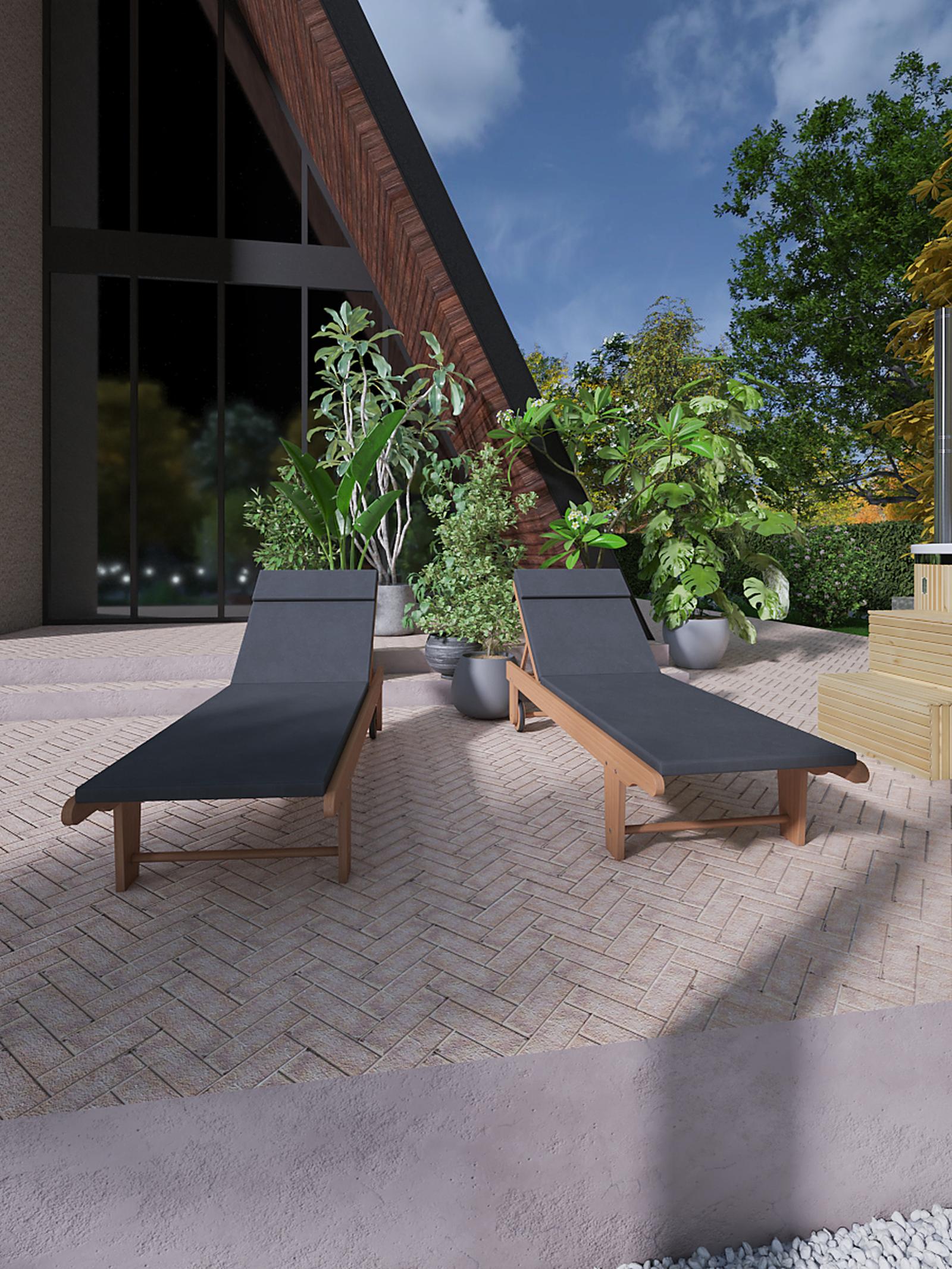 Sezlong plaja TDC 2363K, spatar reglabil, structura lemn, maro, 192 x 64.2 x 88 cm