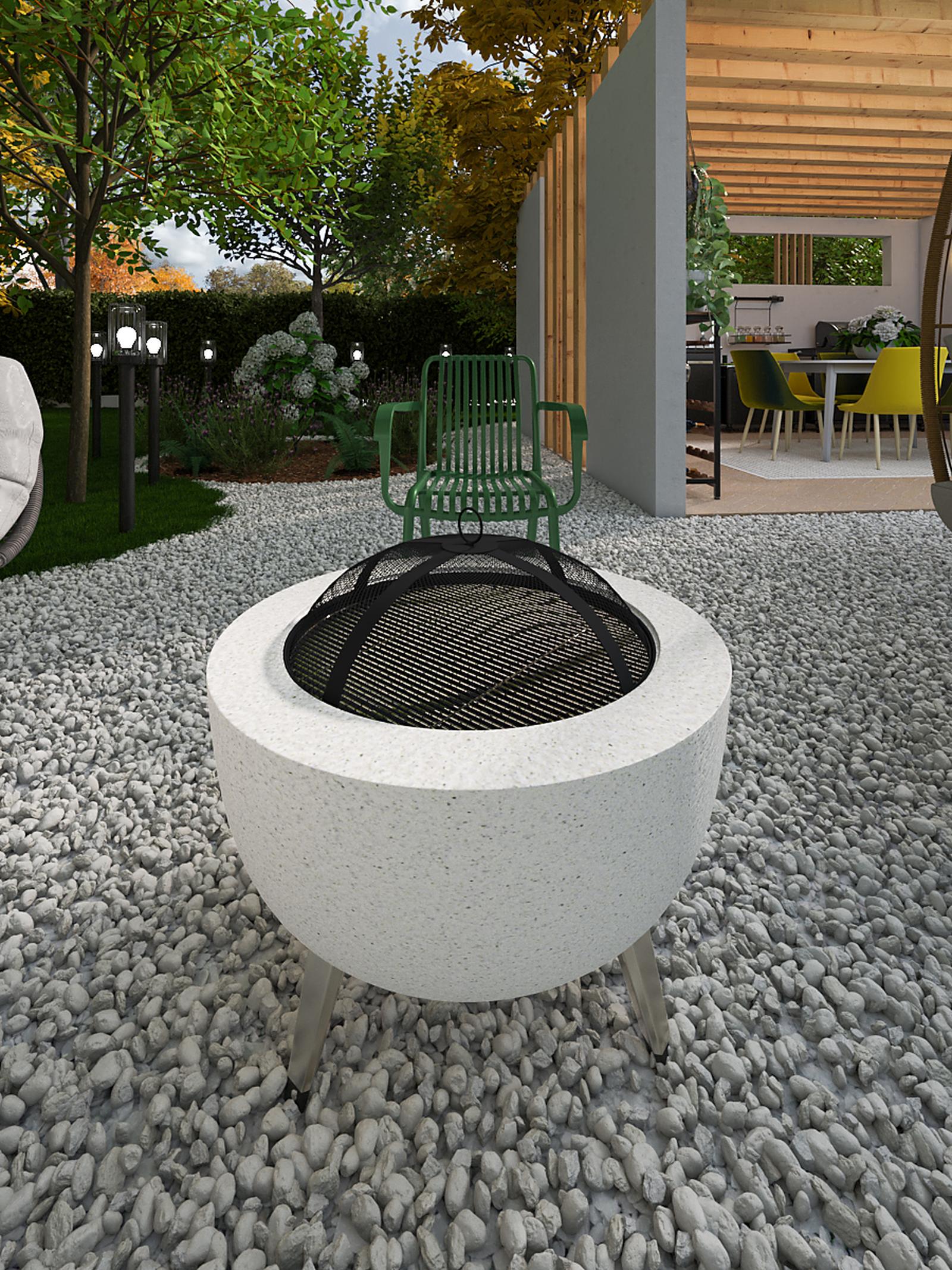Semineu exterior, vatra de foc gradina, Cozy NL06-18, otel + crom, rotund, 64.5 x 50.5 cm
