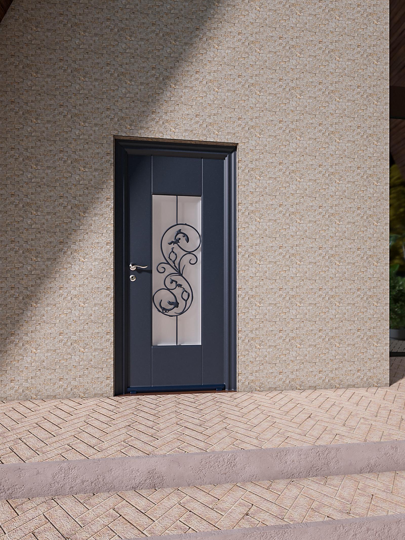 Usa metalica pentru exterior Tracia Dulcineea, dreapta, gri antracit RAL 7016, 100 x 205 cm + accesorii