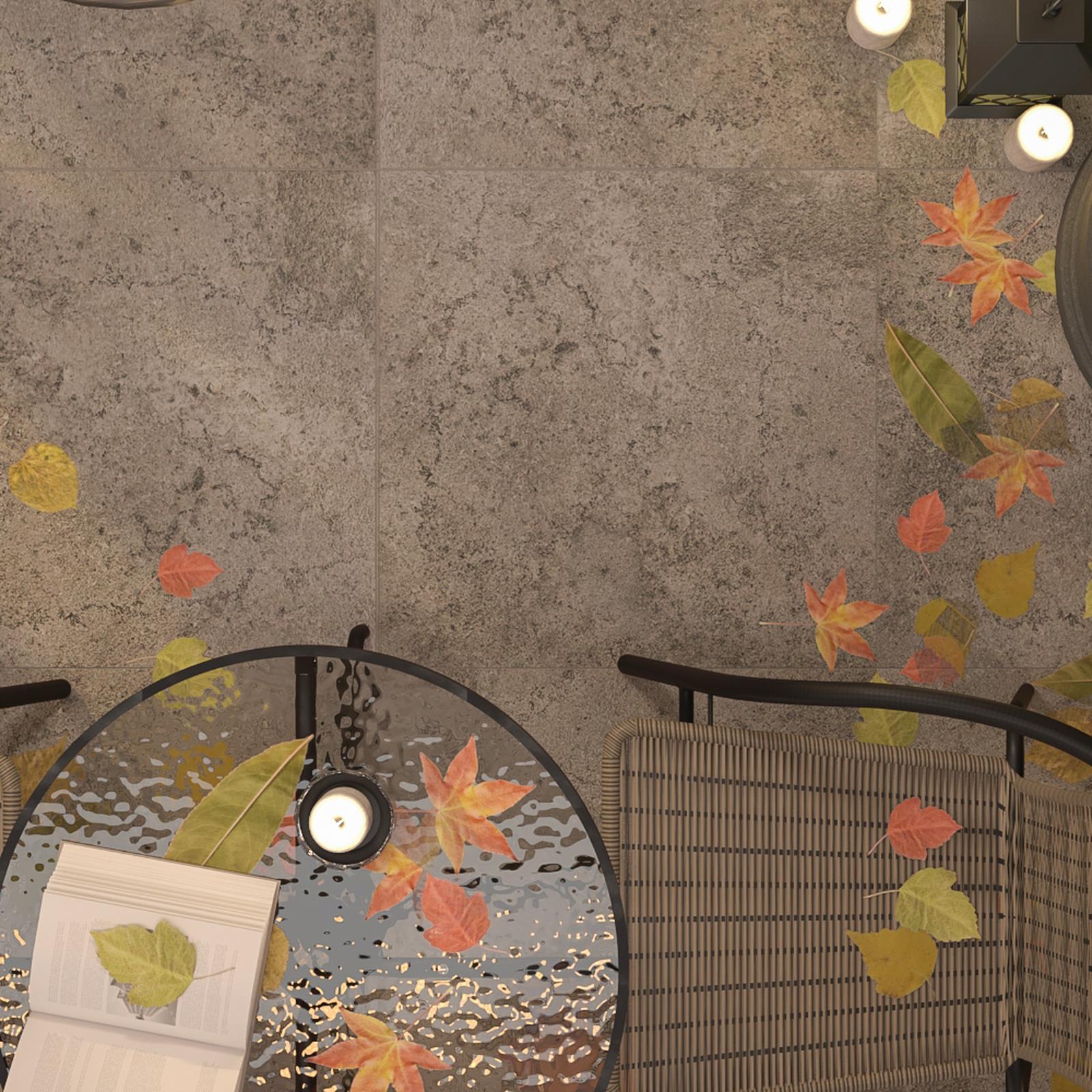Gresie exterior / interior portelanata True Antracite, 59.5 x 59.5 cm, antracit, mata, rectificata, aspect piatra