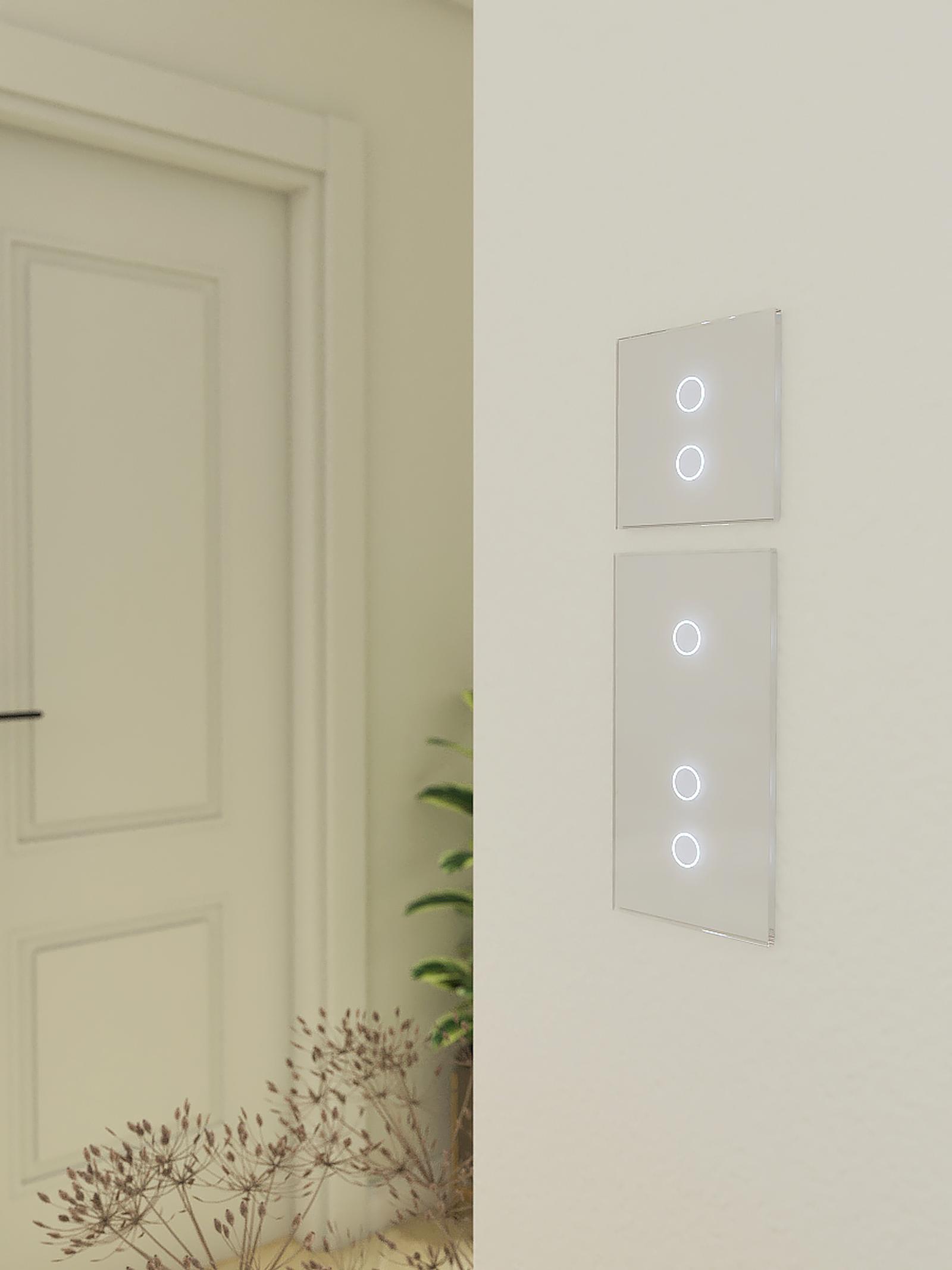 Intrerupator simplu + dublu cu indicator luminos Livolo VL-C701/C702-11, touch, incastrat, alb