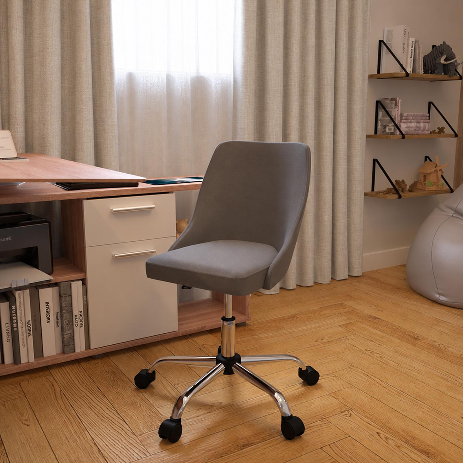Scaun birou pentru cameră tineret stil modern kubo Scaun birou operational Eldiz, rotativ, material textil, gri