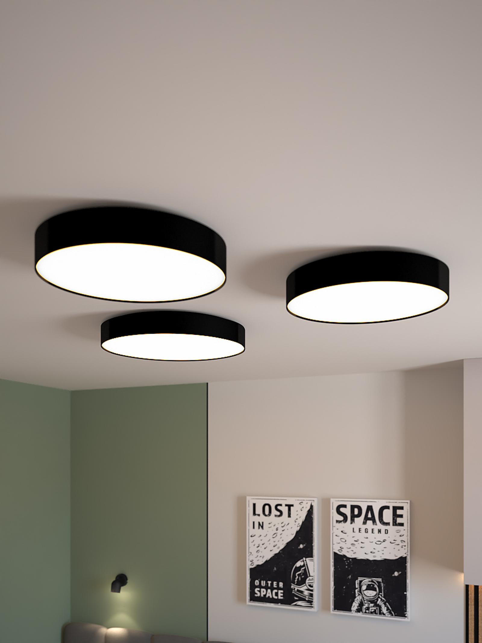 Plafoniera LED pentru cameră tineret stil modern kubo Plafoniera LED Numis 05-1062, 60 W, 4365 lm, lumina calda / neutra / rece, alb + negru, modern