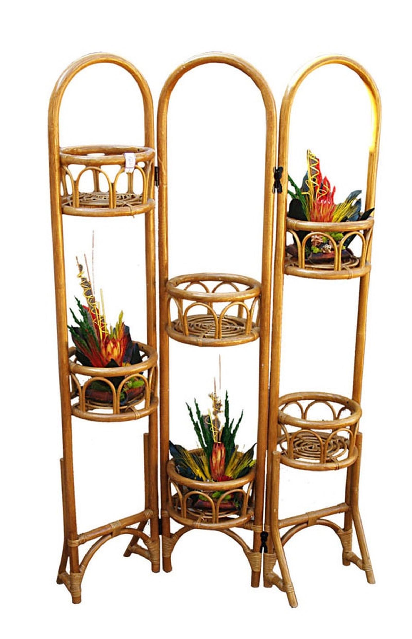 Suport ghiveci flori 50010, cu etaje, ratan, pliabil, 30 x 144 cm