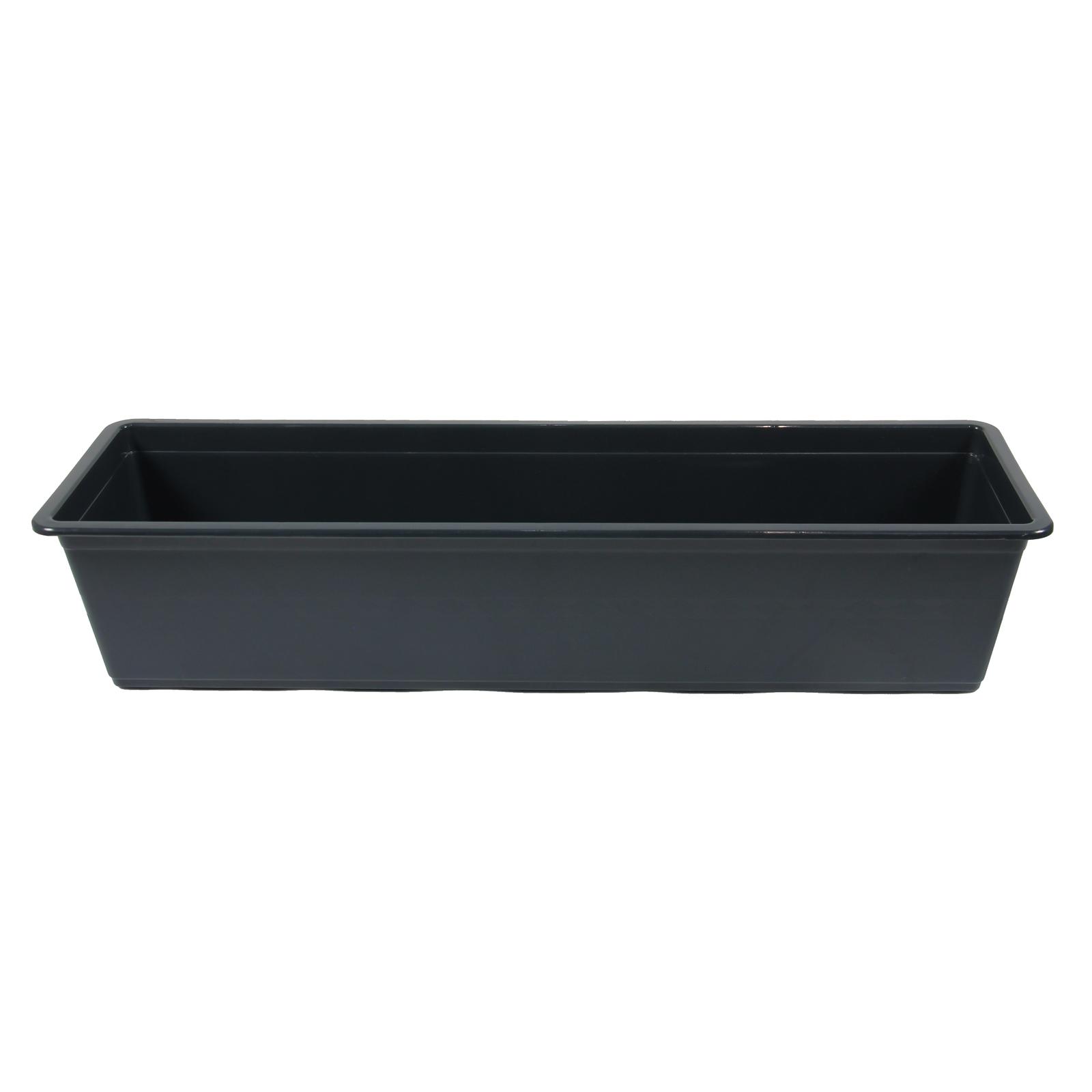 Jardiniera din plastic Carina, interior / exterior, dreptungjhiulara, antracit, 60 x 18 x 12.6 cm