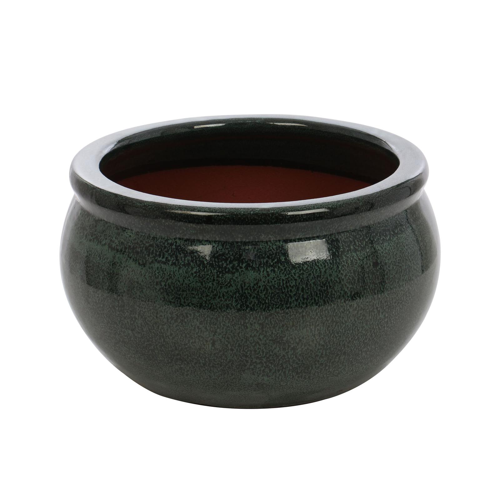 Ghiveci ceramic, interior / exterior, rotund, verde, 33 x 18 cm, 21237 V